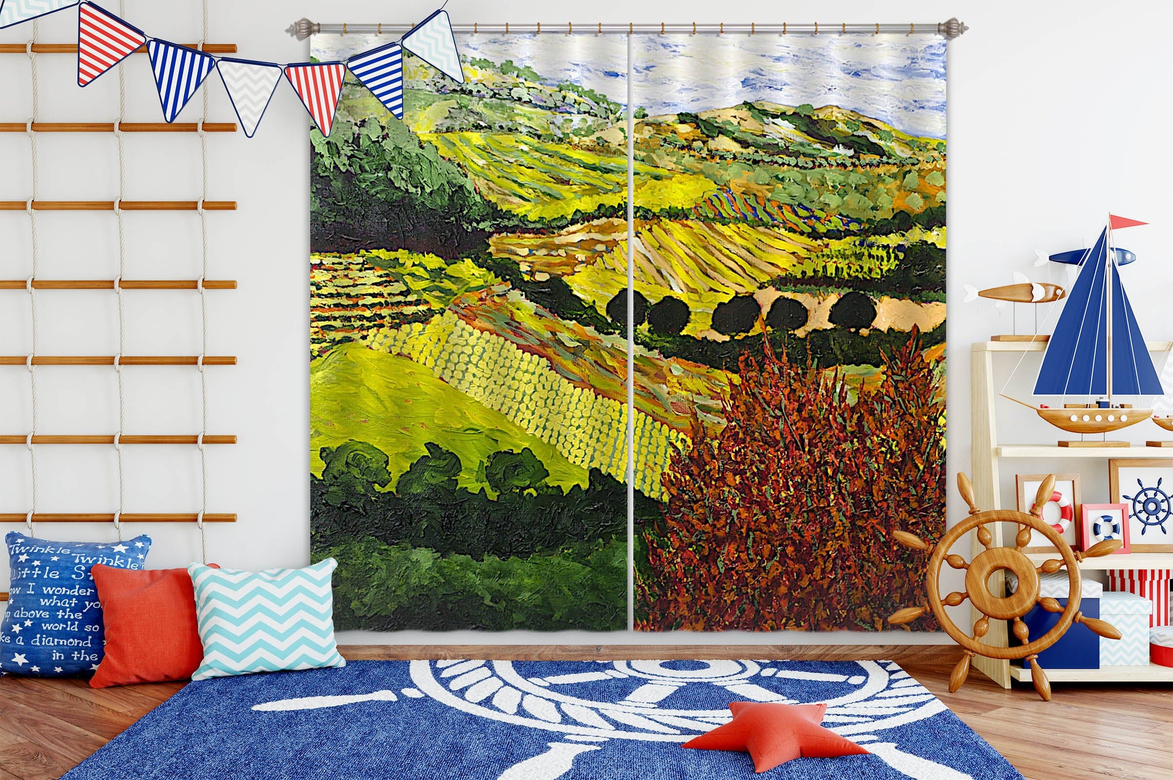 3D Colored Field 125 Allan P. Friedlander Curtain Curtains Drapes Curtains AJ Creativity Home 