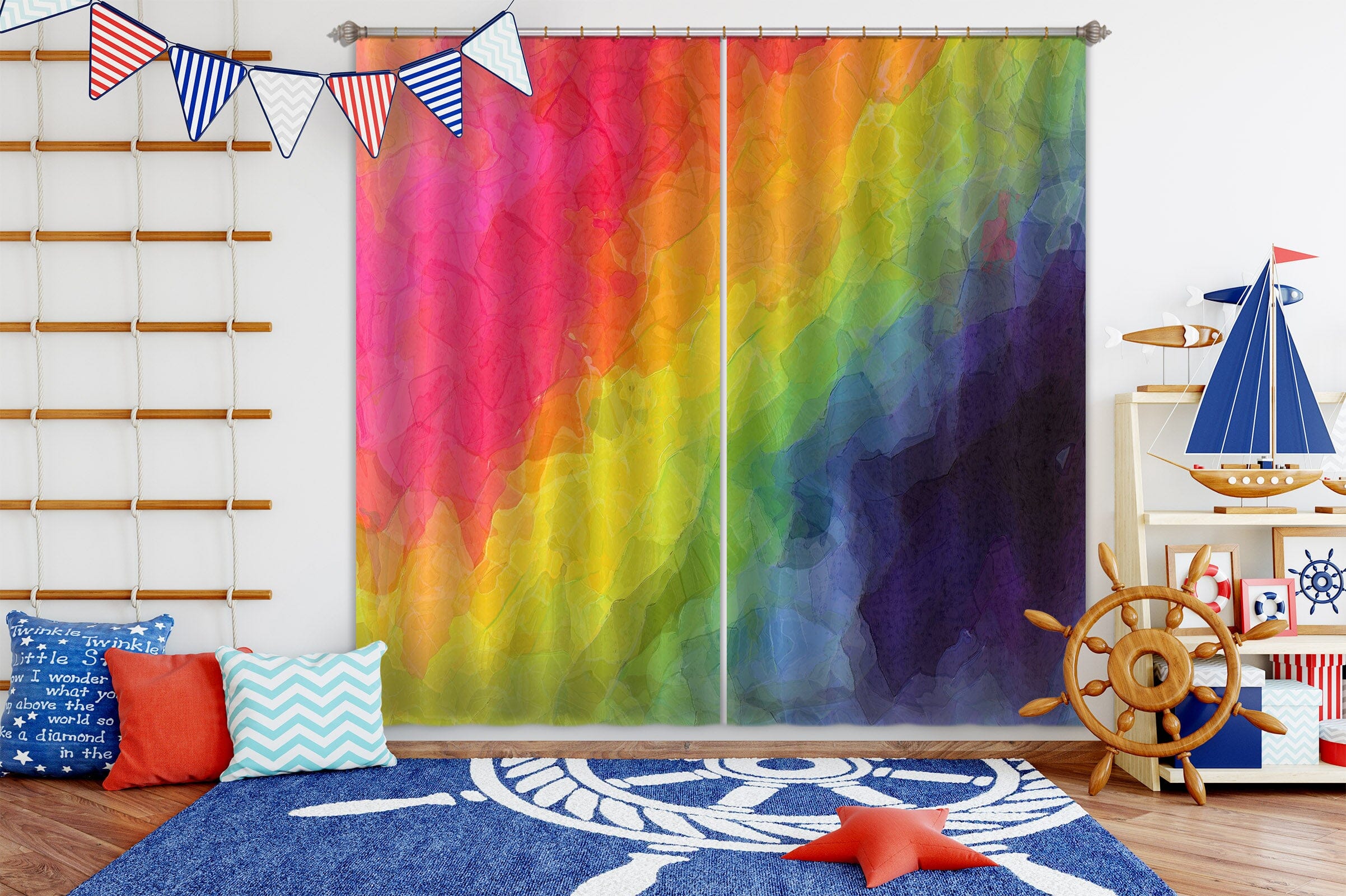 3D Painted Rainbow 047 Shandra Smith Curtain Curtains Drapes Curtains AJ Creativity Home 