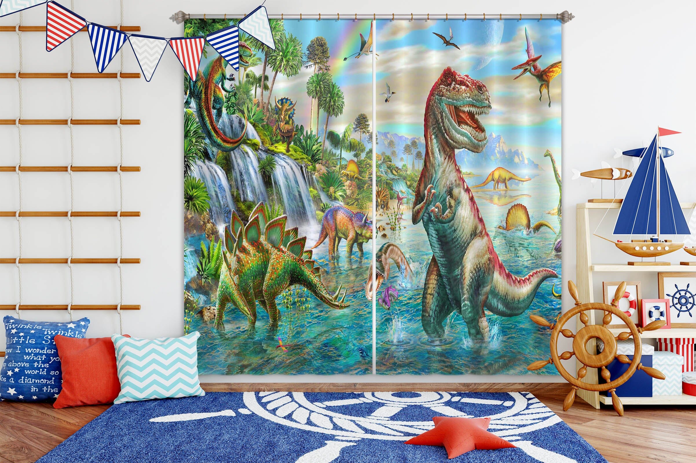 3D Dinosaur Falls 058 Adrian Chesterman Curtain Curtains Drapes Curtains AJ Creativity Home 
