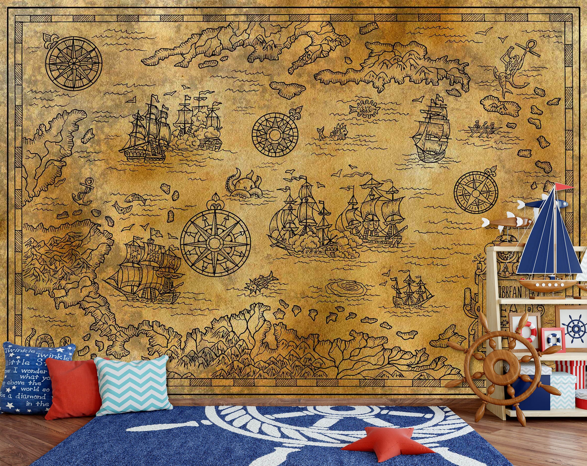 3D Sea Cruise 2129 World Map Wall Murals Wallpaper AJ Wallpaper 2 