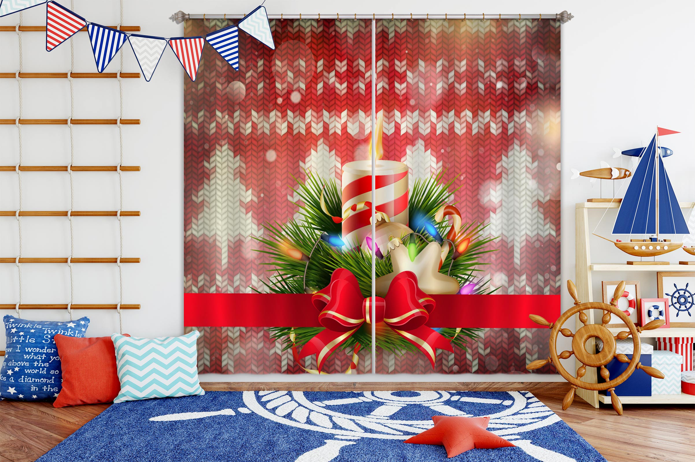 3D Candle 52019 Christmas Curtains Drapes Xmas