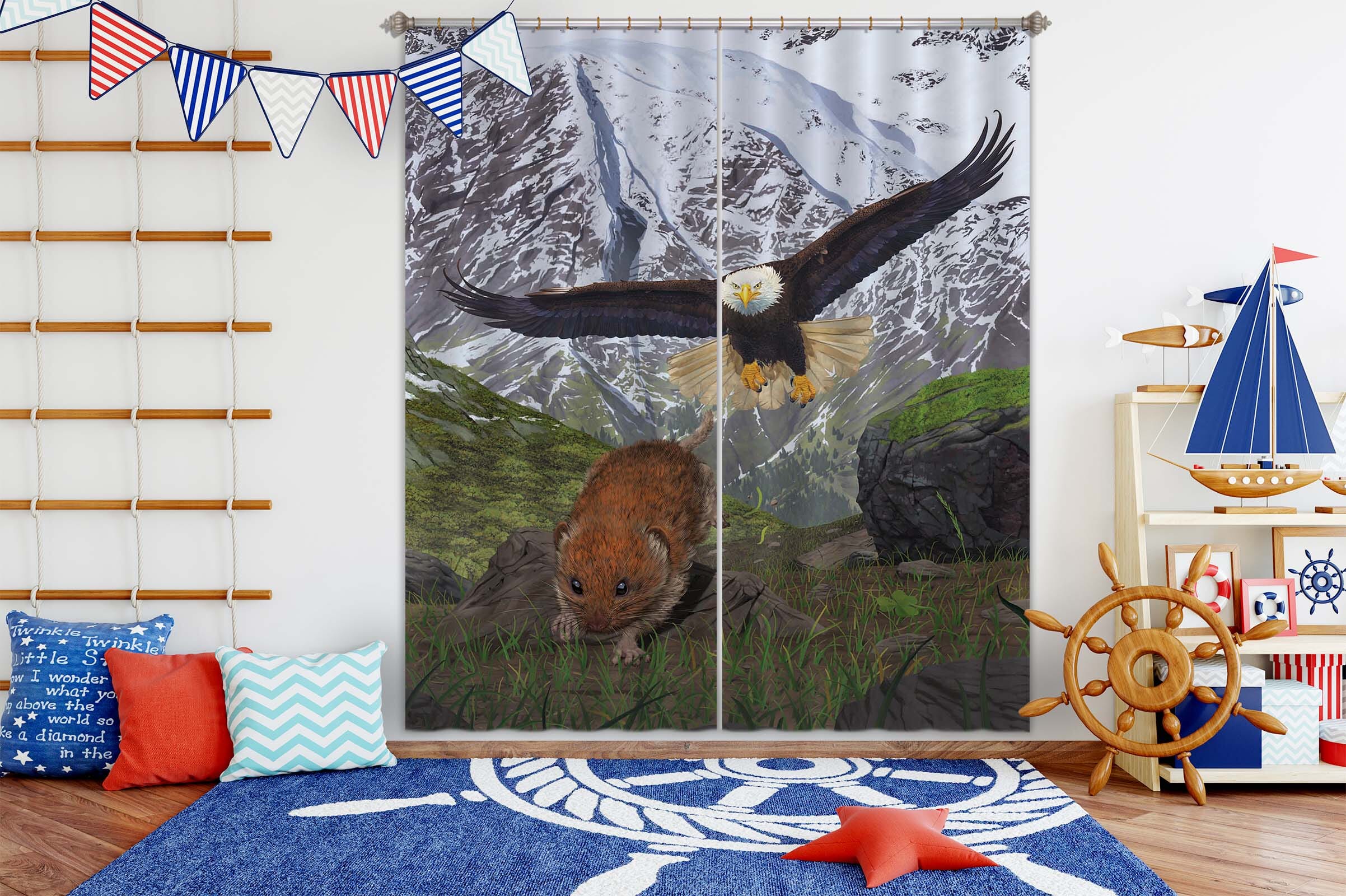 3D Eagle Flying 006 Vincent Hie Curtain Curtains Drapes Curtains AJ Creativity Home 