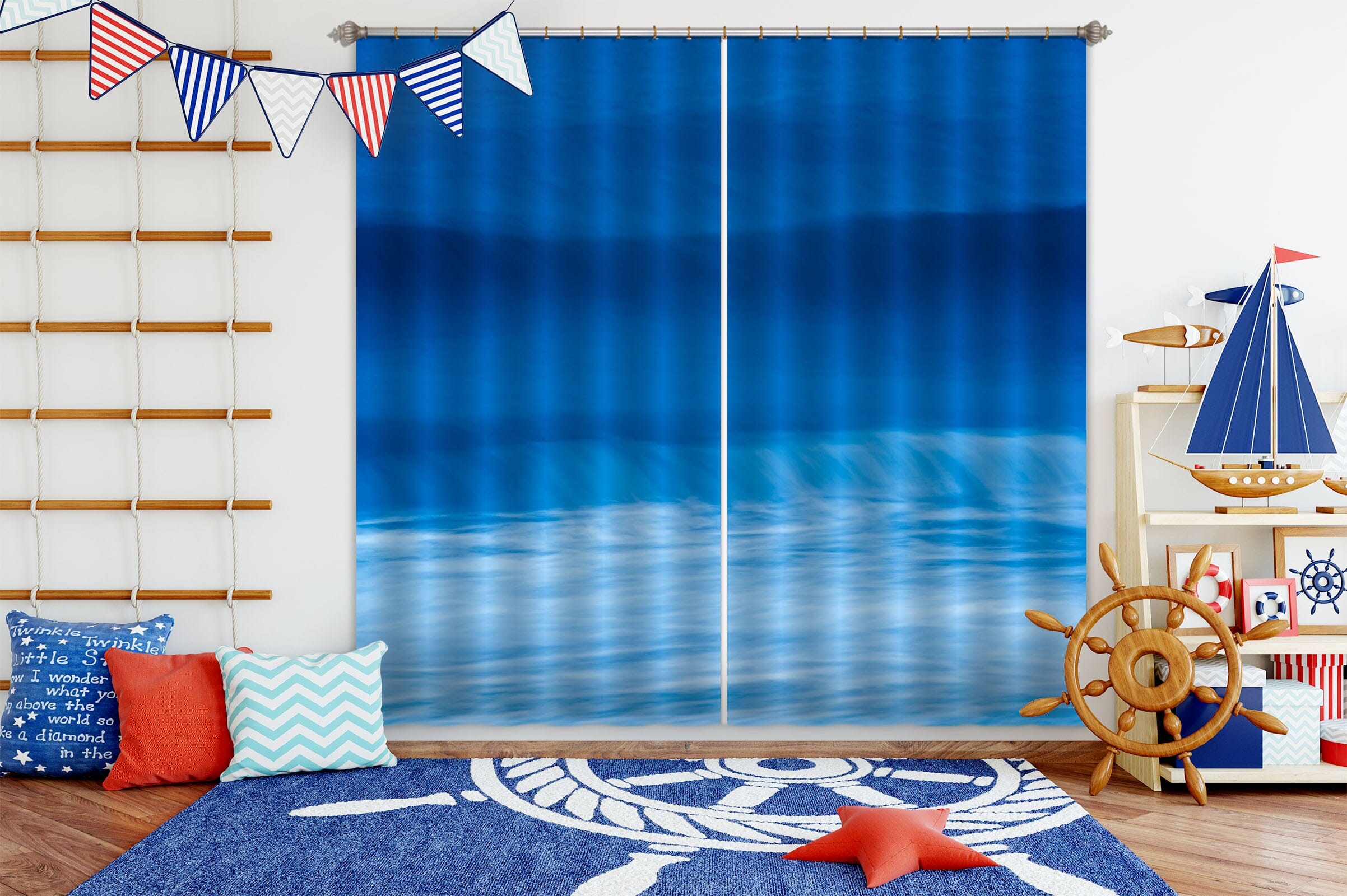3D Blue Waves 147 Marco Carmassi Curtain Curtains Drapes Curtains AJ Creativity Home 