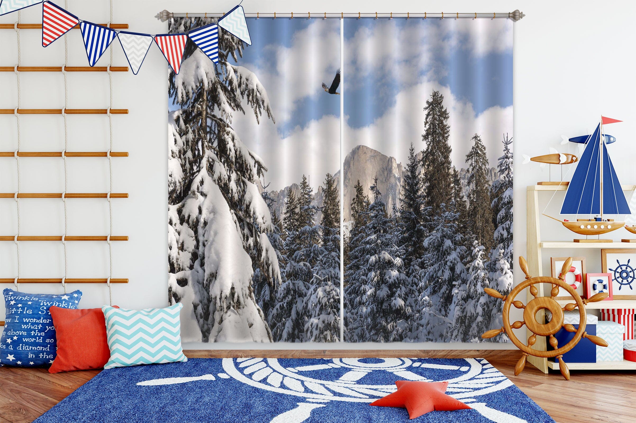 3D Heavy Snow Forest 167 Marco Carmassi Curtain Curtains Drapes Curtains AJ Creativity Home 