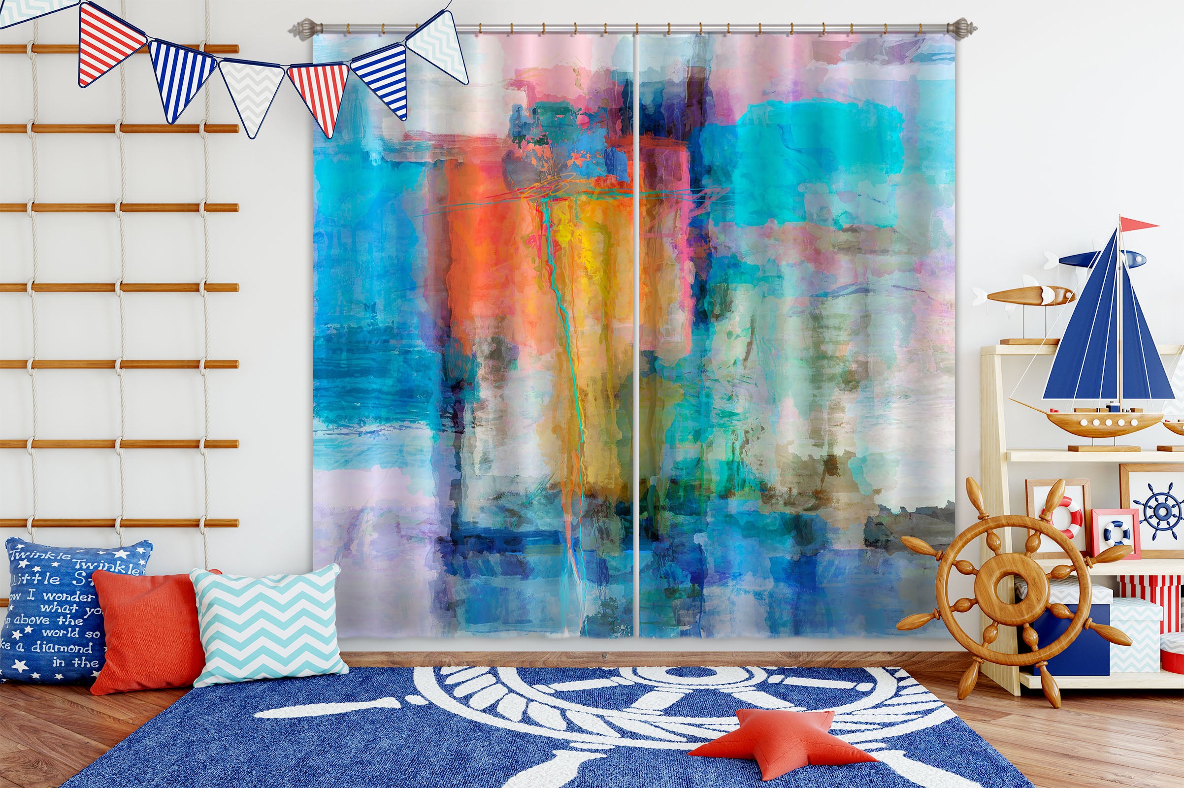 3D Sunset Sea 207 Michael Tienhaara Curtain Curtains Drapes