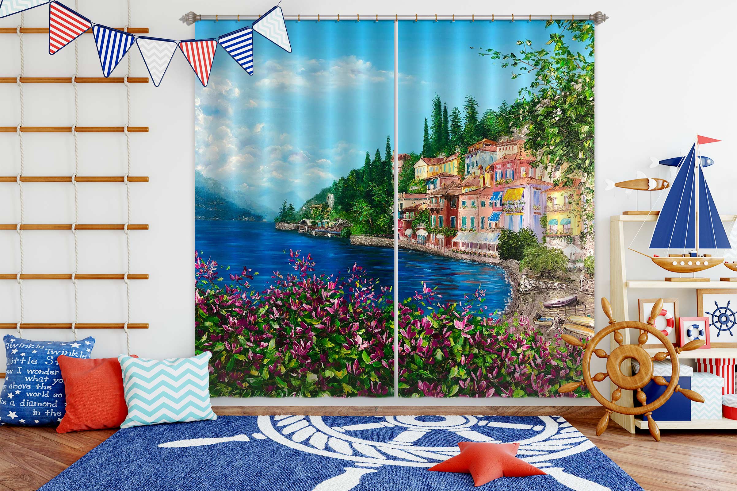 3D Sea Color House 390 Skromova Marina Curtain Curtains Drapes