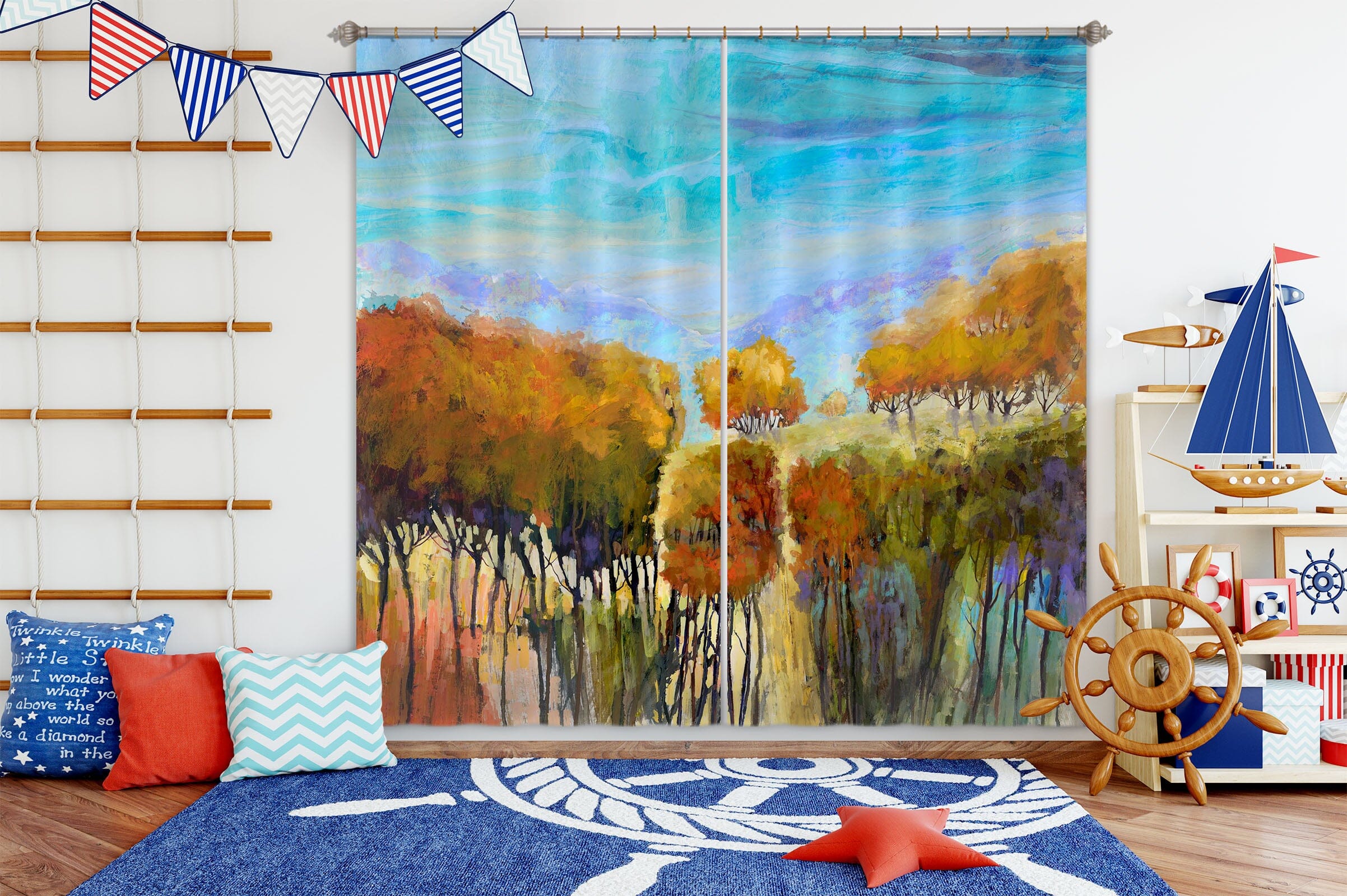 3D Painted Forest 218 Michael Tienhaara Curtain Curtains Drapes Curtains AJ Creativity Home 