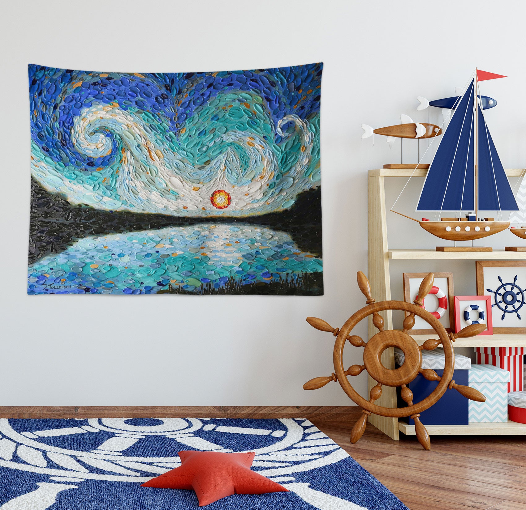 3D Blue Colorful Sky 1014 Dena Tollefson Tapestry Hanging Cloth Hang