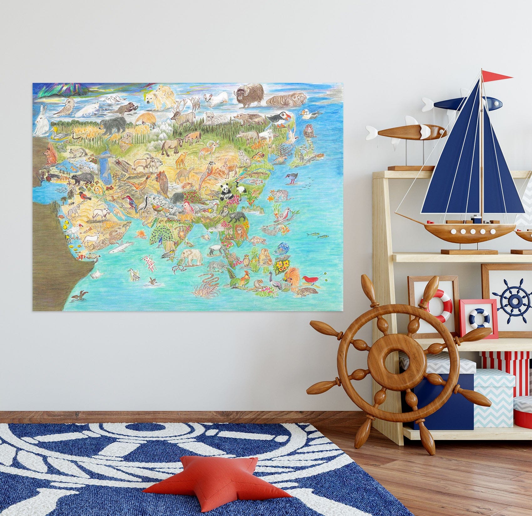 3D Africa Nautical Map 001 Michael Sewell Wall Sticker Wallpaper AJ Wallpaper 2 