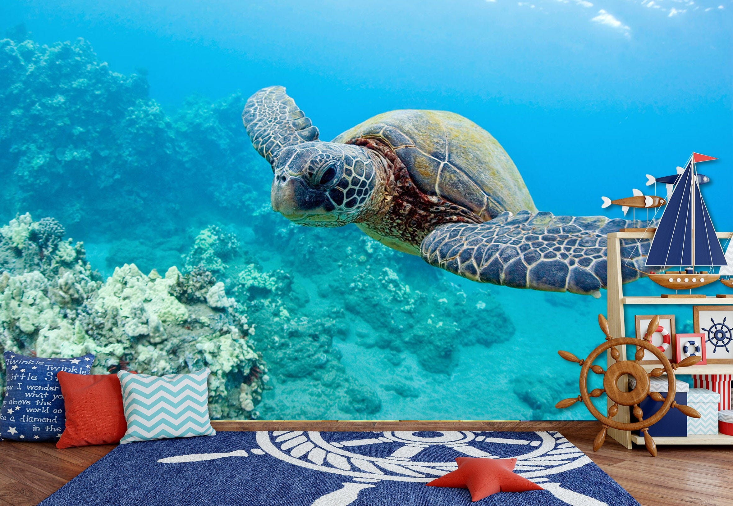 3D Sea Turtle 122 Wall Murals Wallpaper AJ Wallpaper 2 