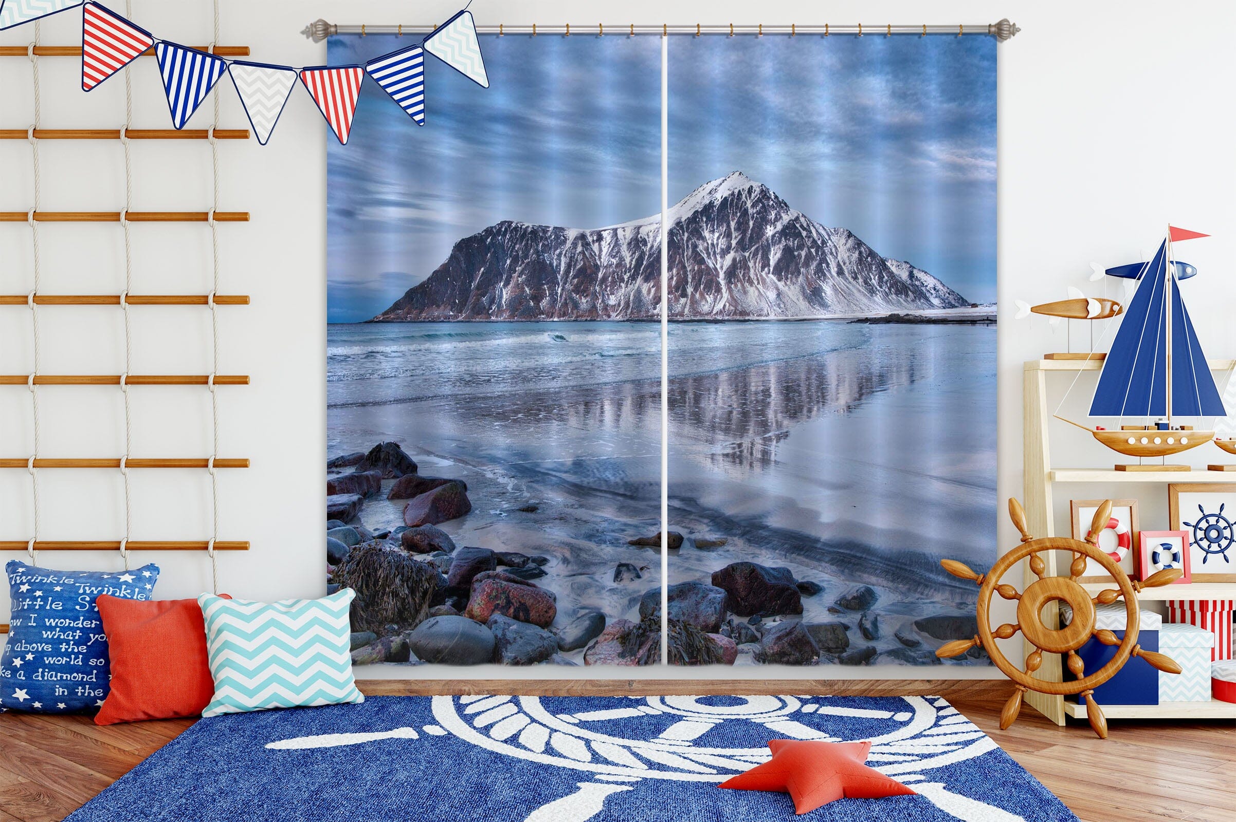 3D Snow Mountain 110 Marco Carmassi Curtain Curtains Drapes Curtains AJ Creativity Home 