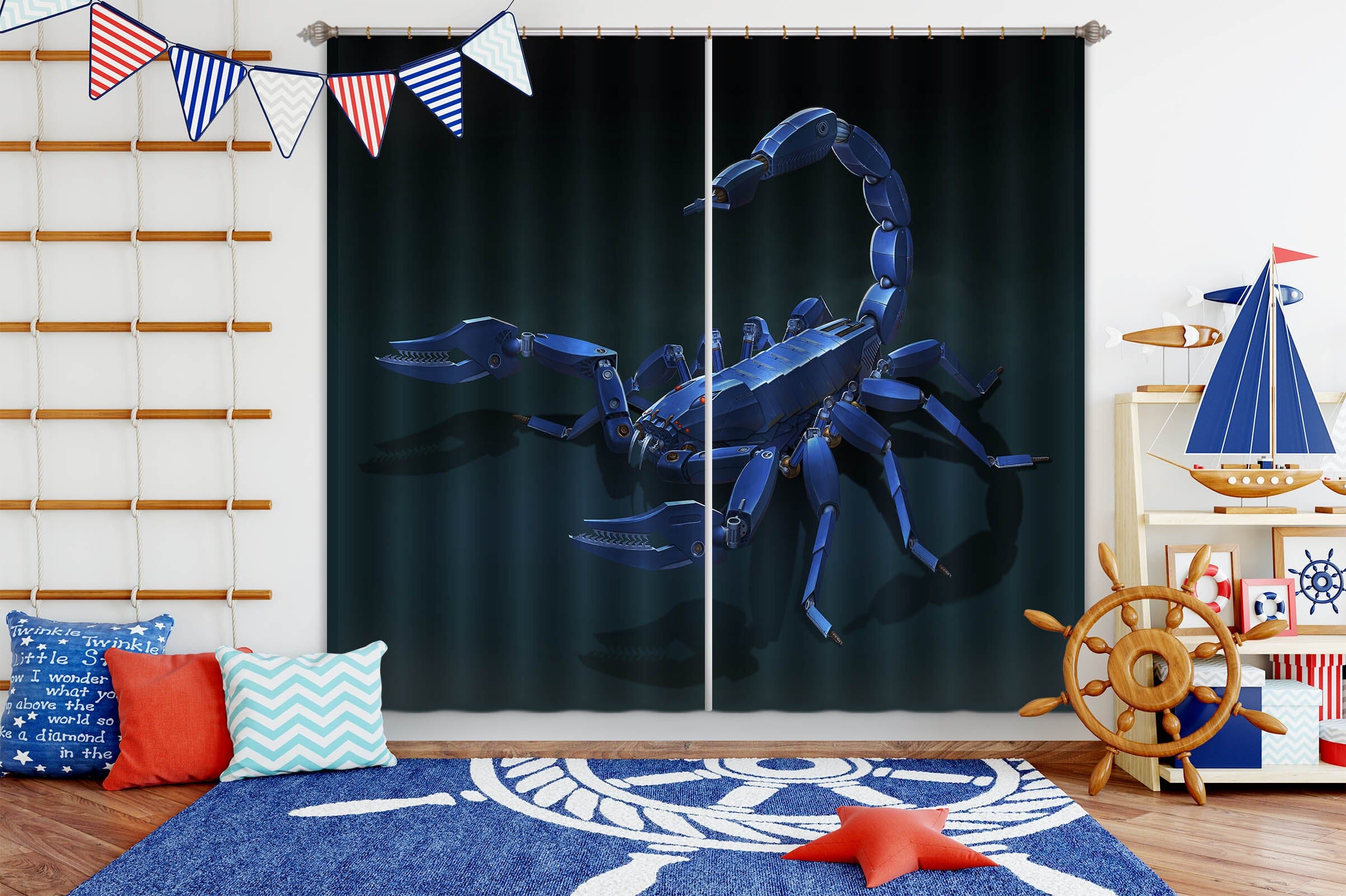 3D Metal Scorpion 053 Vincent Hie Curtain Curtains Drapes Curtains AJ Creativity Home 
