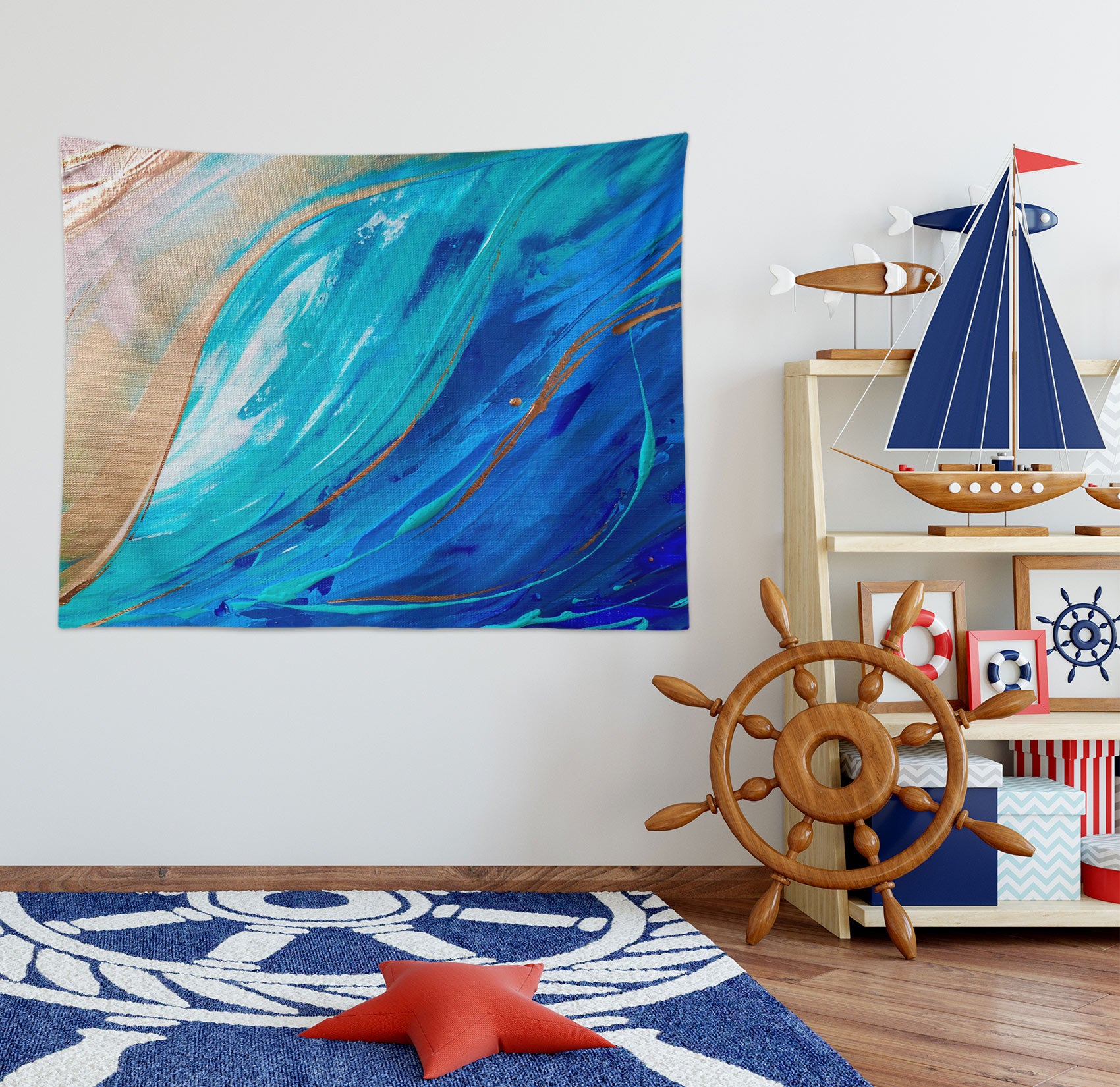 3D Blue Texture 3422 Skromova Marina Tapestry Hanging Cloth Hang