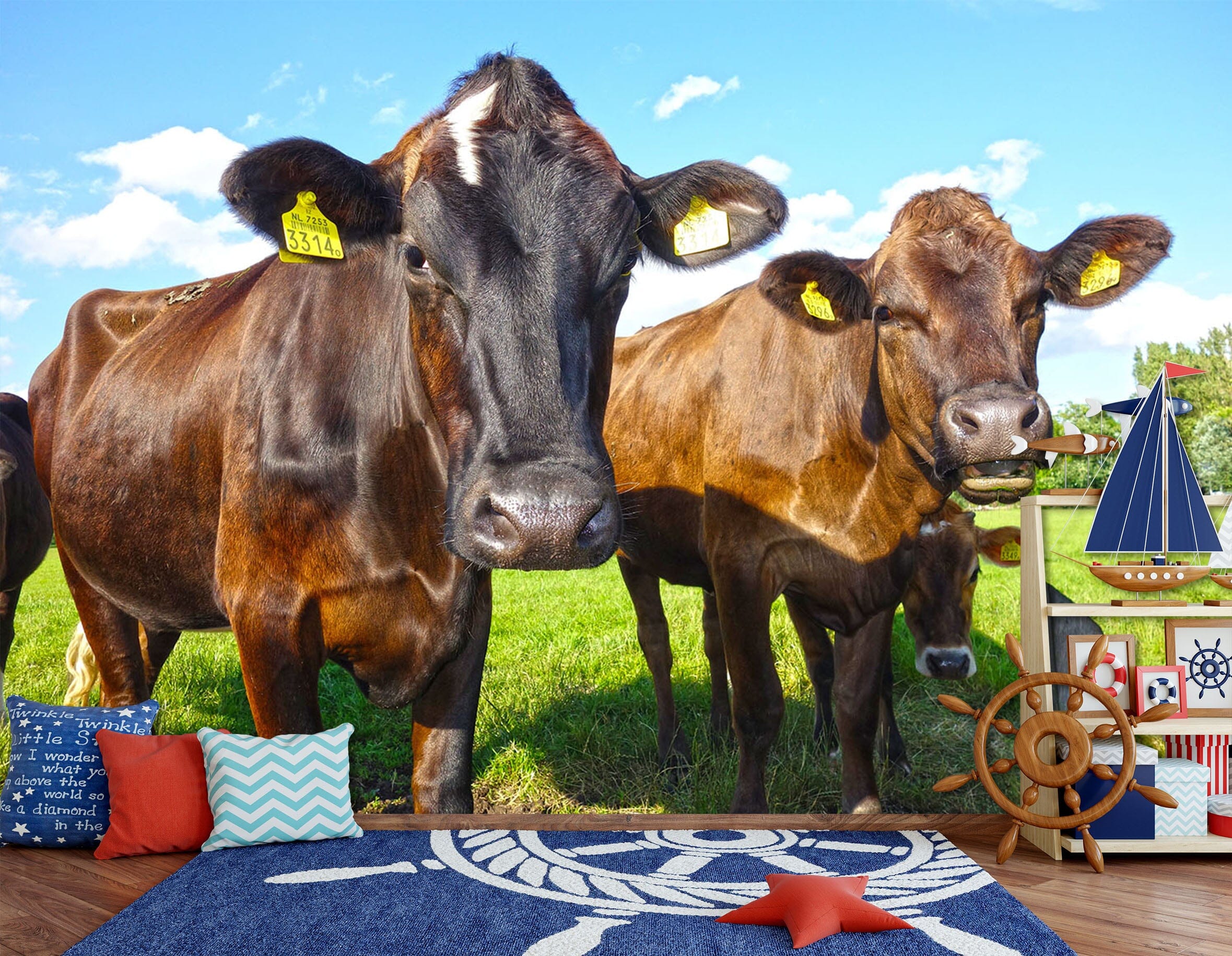 3D Brown Cow 293 Wall Murals Wallpaper AJ Wallpaper 2 
