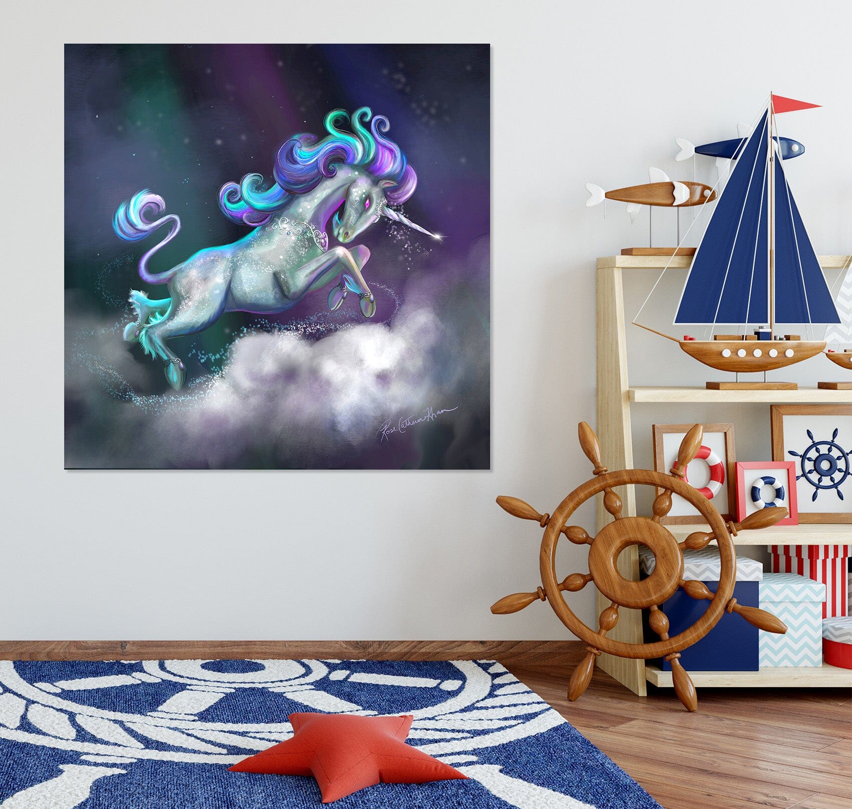 3D White Horse 111 Rose Catherine Khan Wall Sticker Wallpaper AJ Wallpaper 2 
