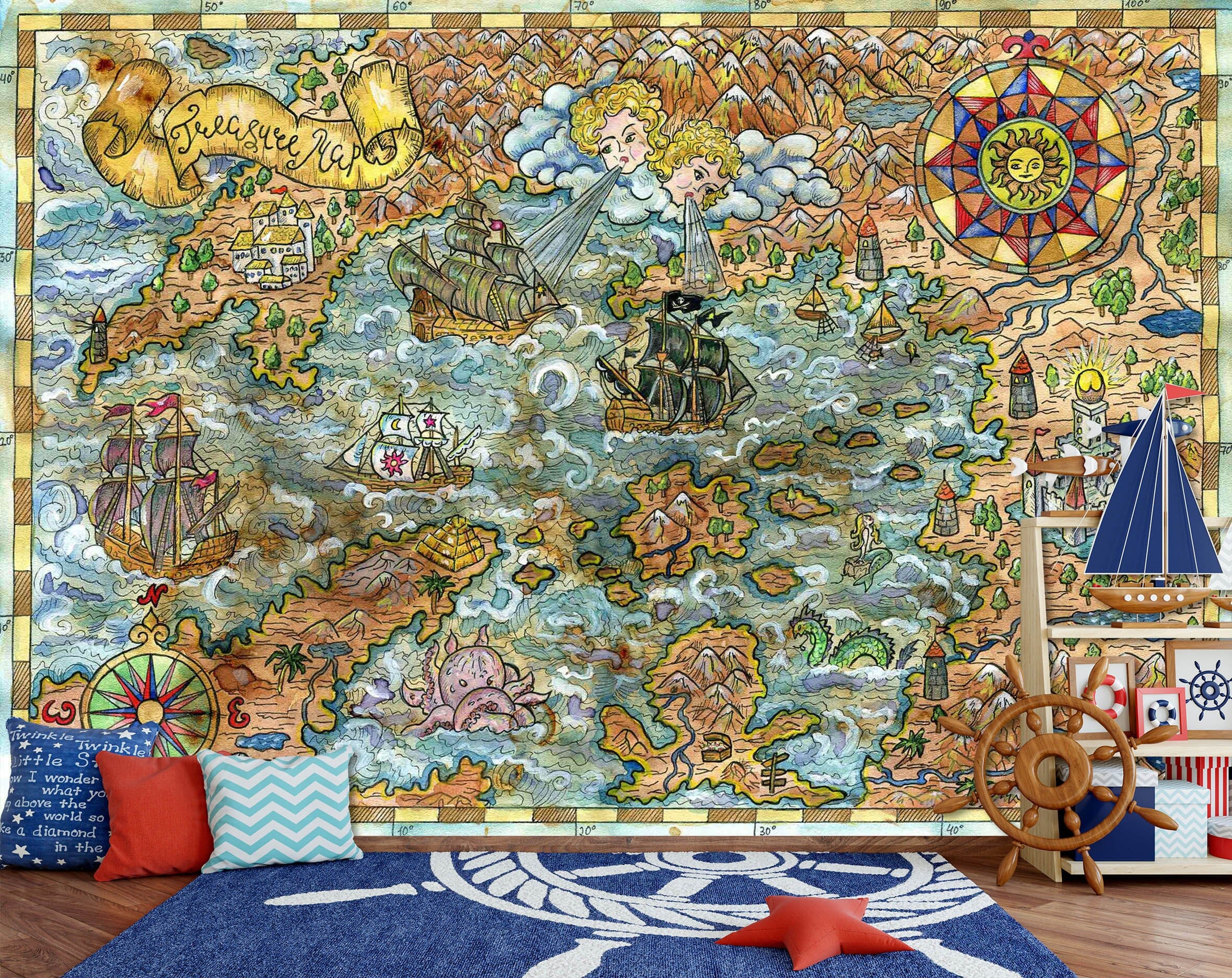 3D Sea Freight 2133 World Map Wall Murals Wallpaper AJ Wallpaper 2 