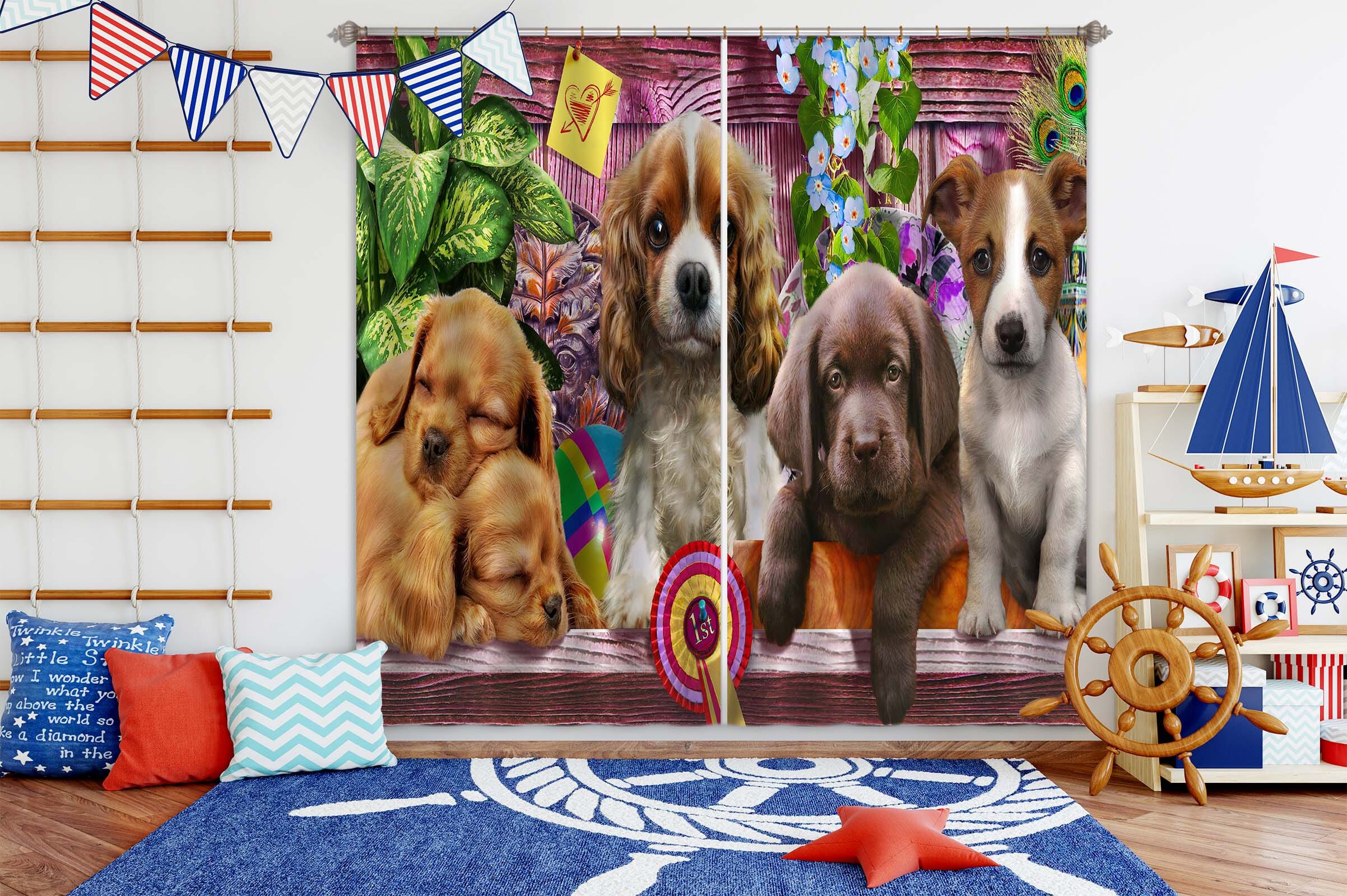 3D Cute Dog 046 Adrian Chesterman Curtain Curtains Drapes Curtains AJ Creativity Home 