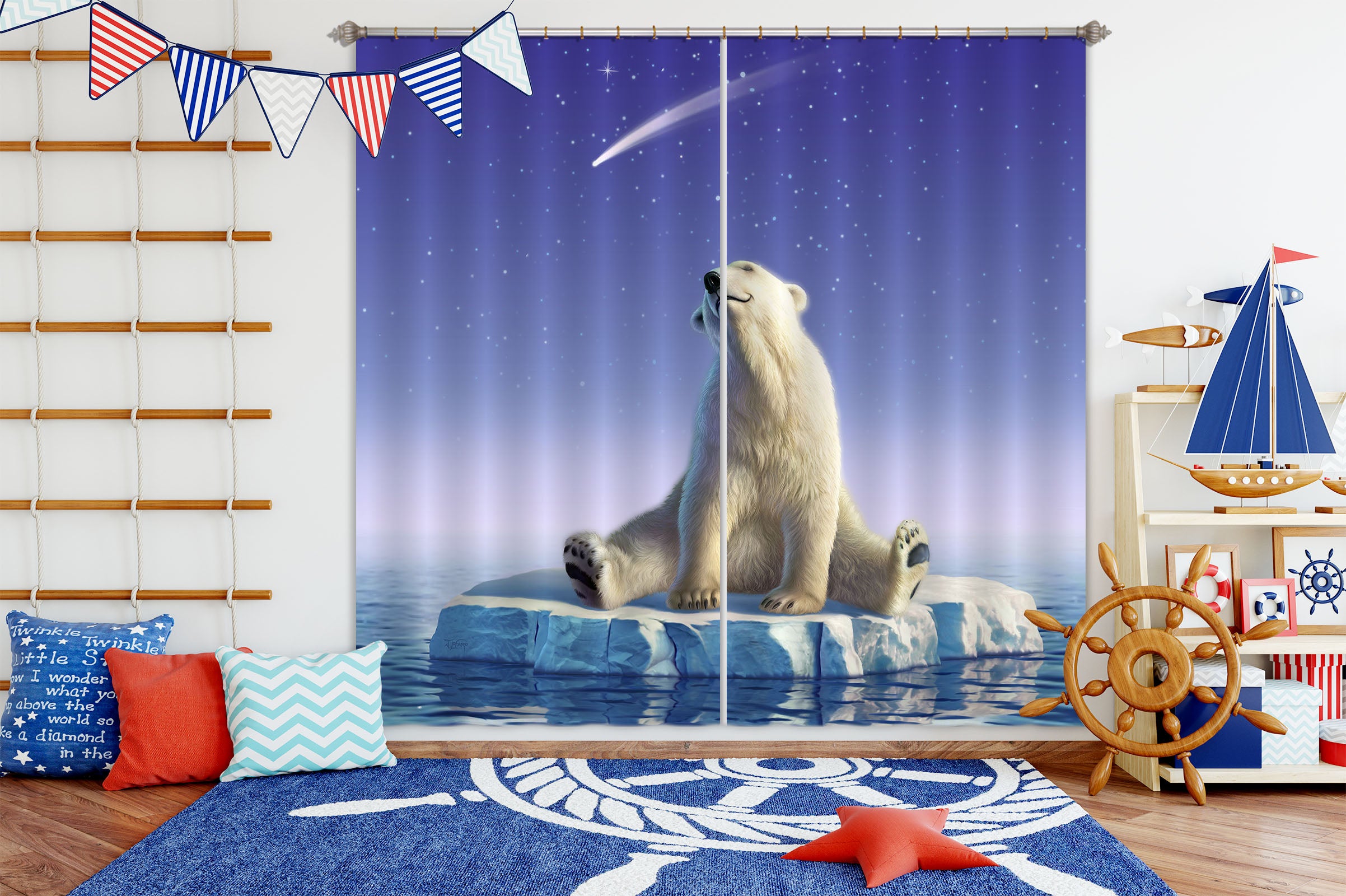 3D Polar Bear 86095 Jerry LoFaro Curtain Curtains Drapes