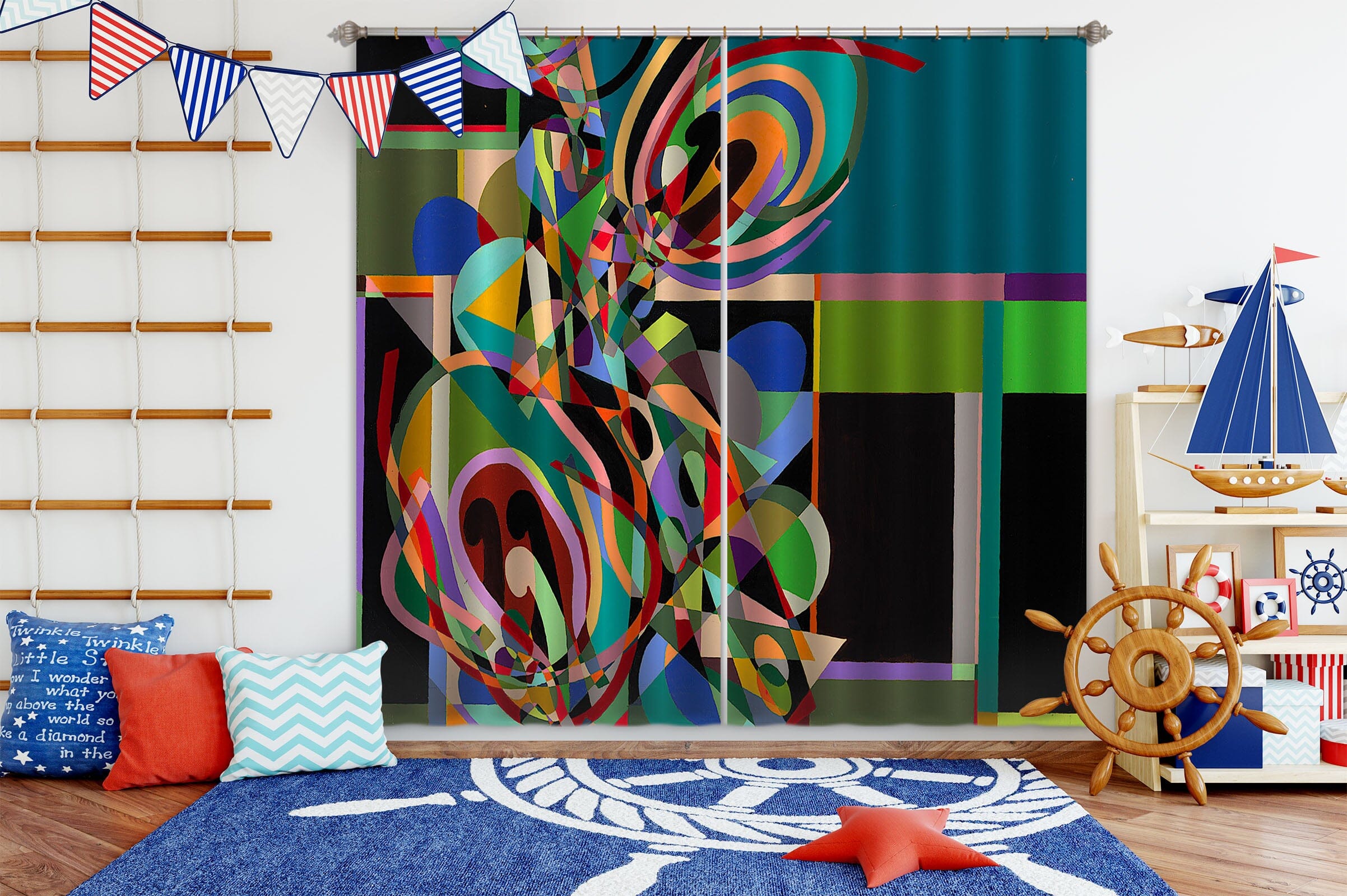 3D Color Origami 222 Allan P. Friedlander Curtain Curtains Drapes Curtains AJ Creativity Home 