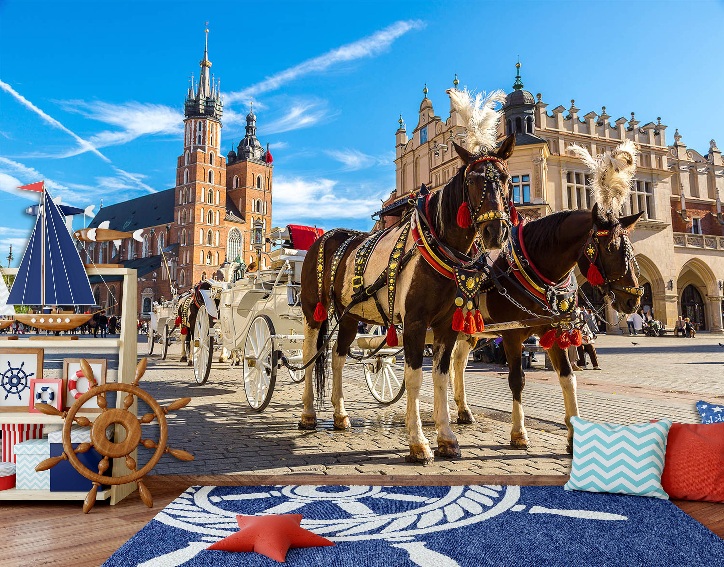 3D Gentleman Carriage 414 Vehicle Wall Murals