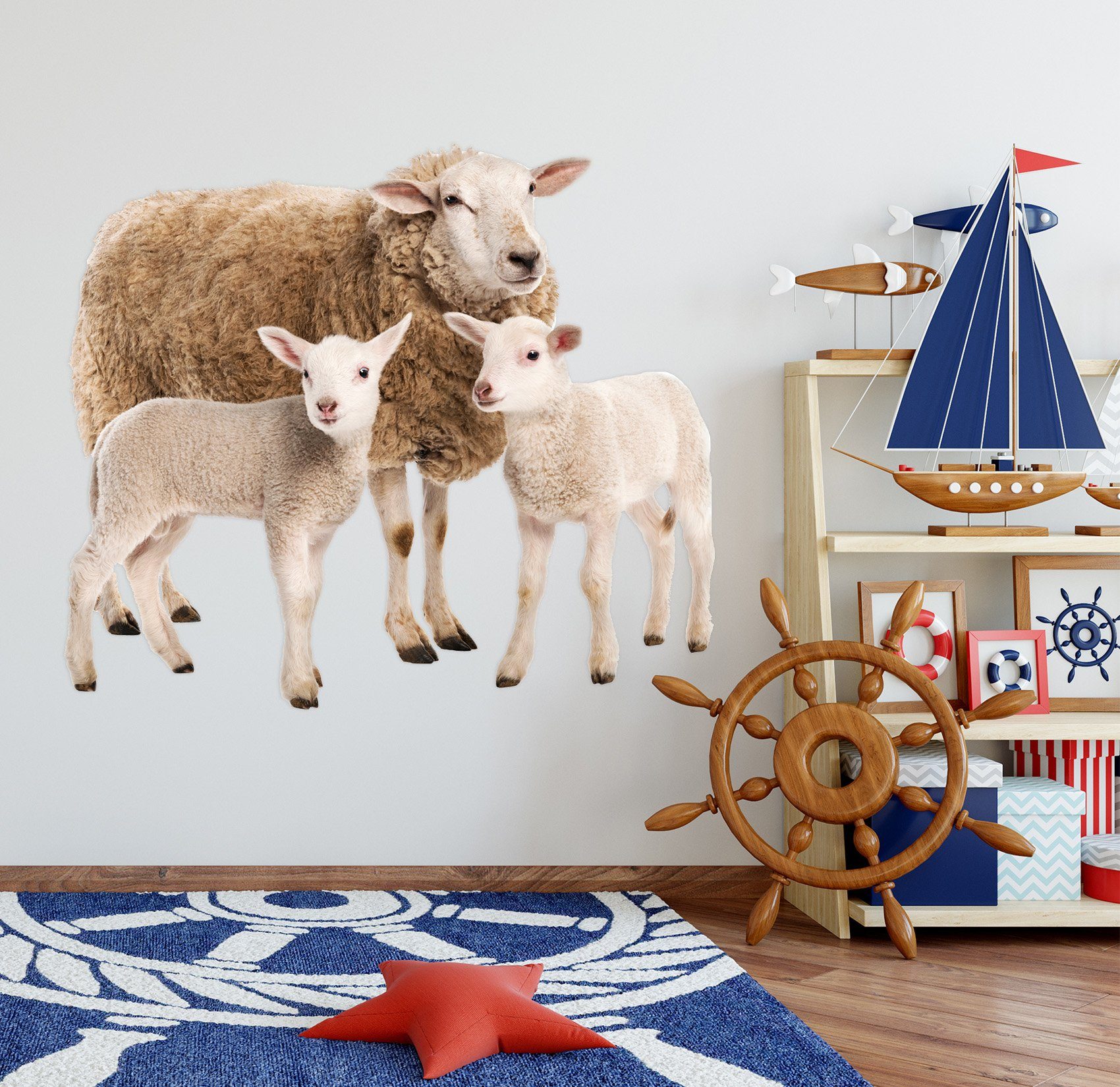 3D Sheep Mother Sheep Child 008 Animals Wall Stickers Wallpaper AJ Wallpaper 