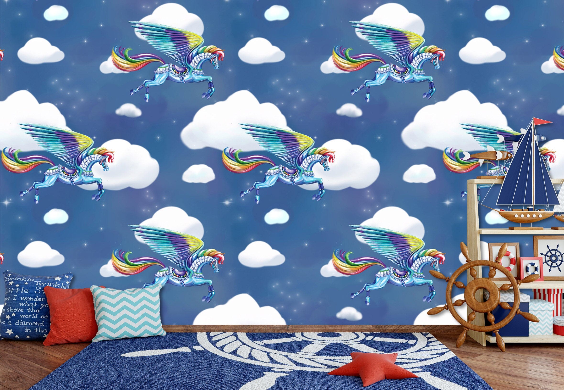 3D Rainbow White Clouds 1413 Rose Catherine Khan Wall Mural Wall Murals Wallpaper AJ Wallpaper 2 