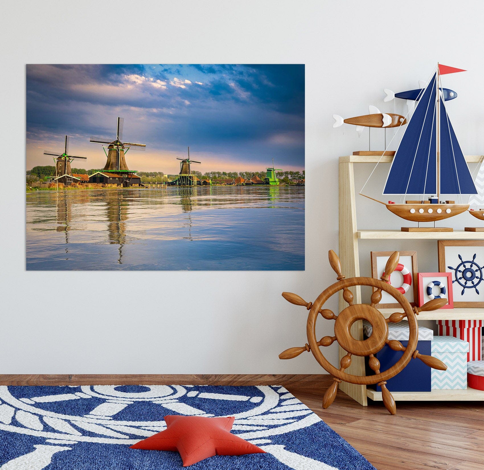 3D Lake Windmill 130 Marco Carmassi Wall Sticker Wallpaper AJ Wallpaper 2 
