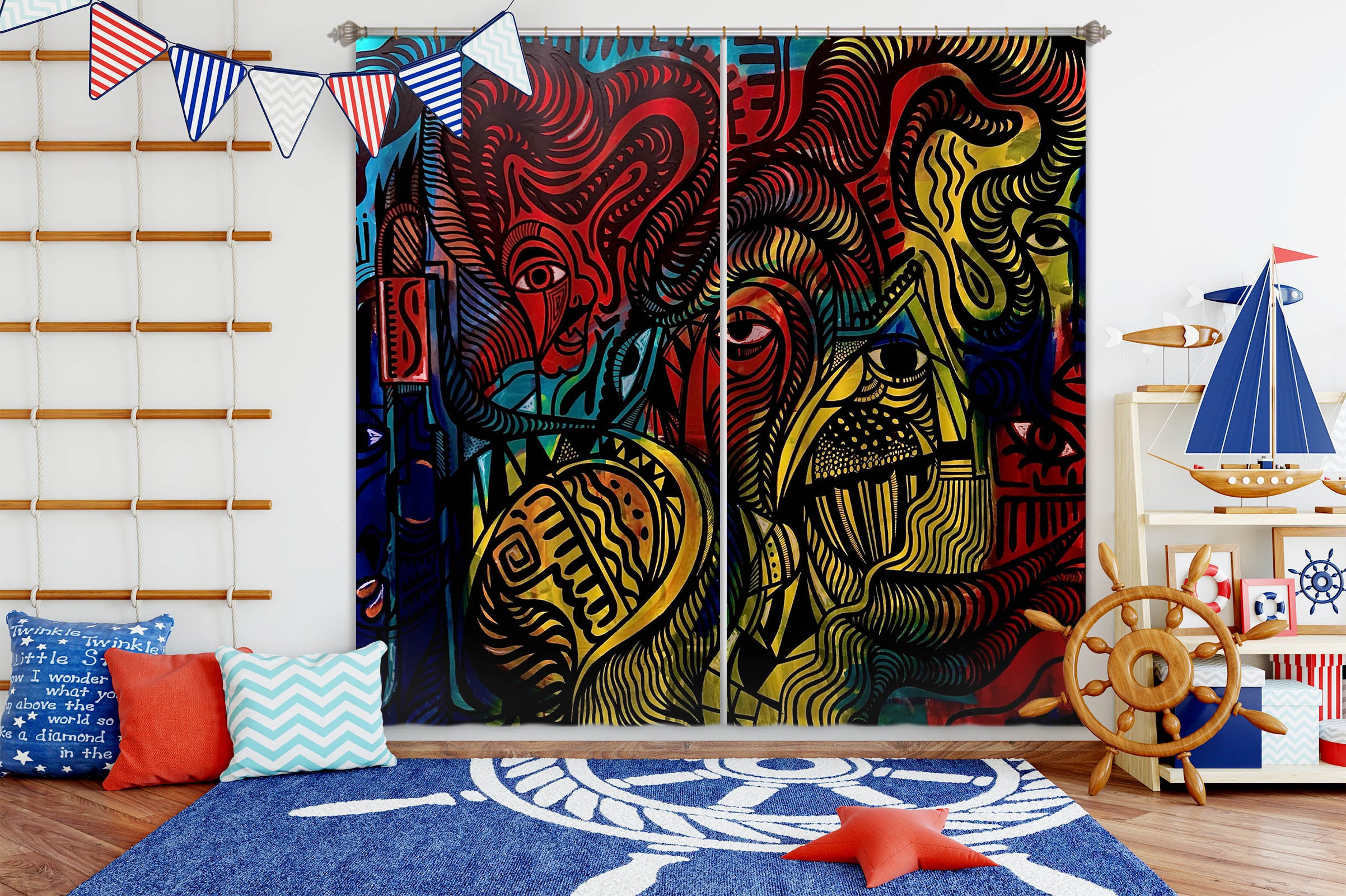 3D Abstract Painting 377 Jacqueline Reynoso Curtain Curtains Drapes