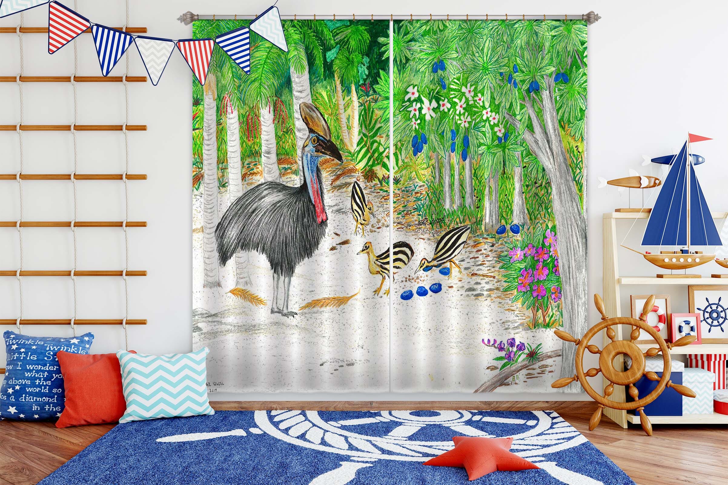3D Forest Bird 044 Michael Sewell Curtain Curtains Drapes Curtains AJ Creativity Home 
