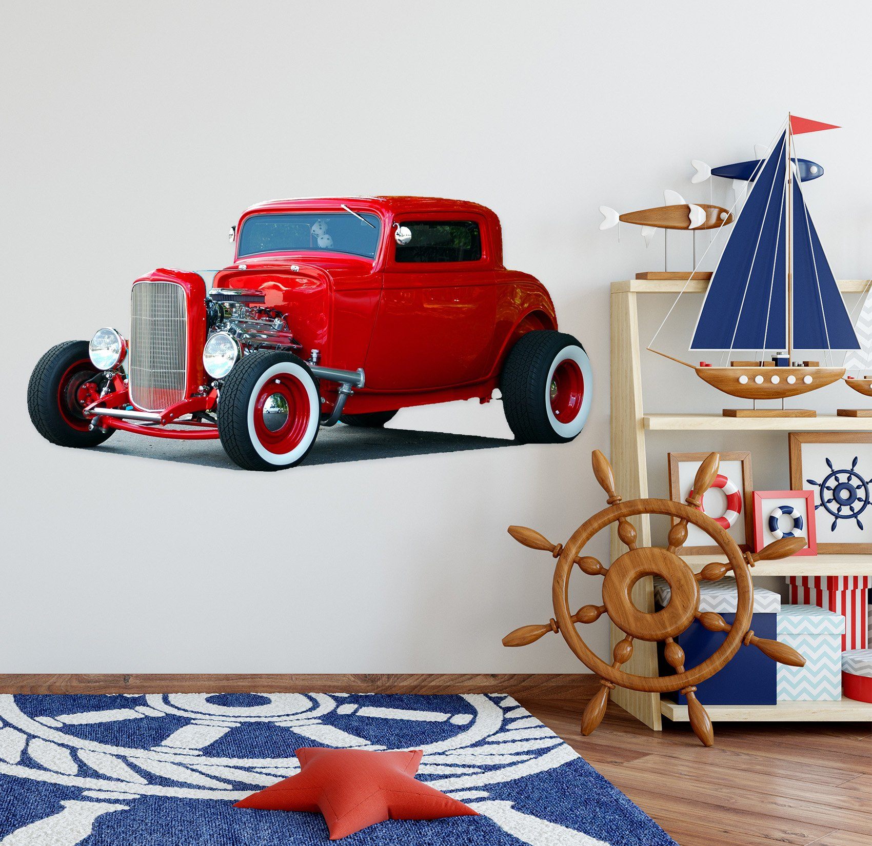 3D Red Classic Car 0020 Vehicles Wallpaper AJ Wallpaper 