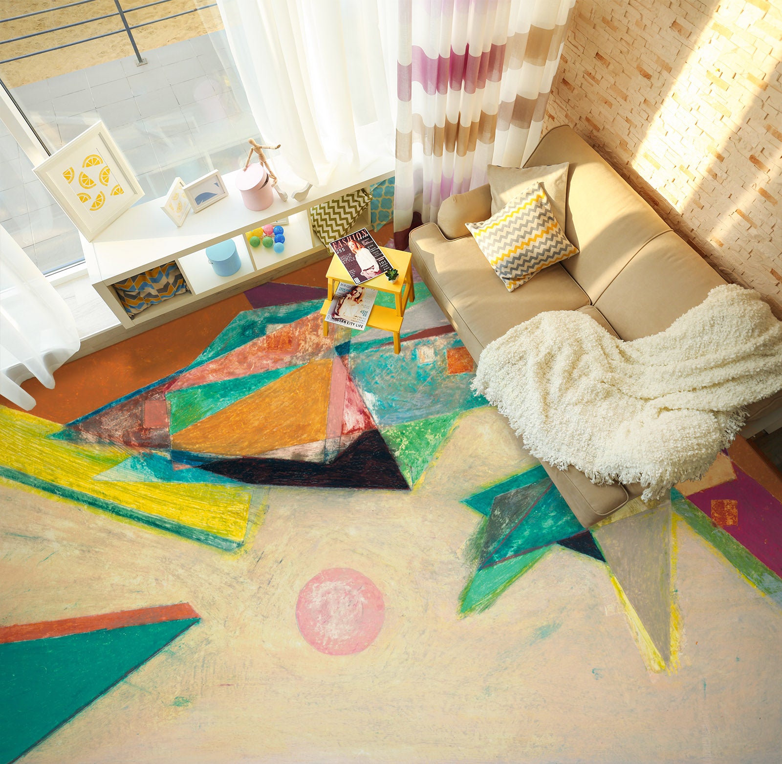 3D Colorful Triangle Pattern 9932 Allan P. Friedlander Floor Mural