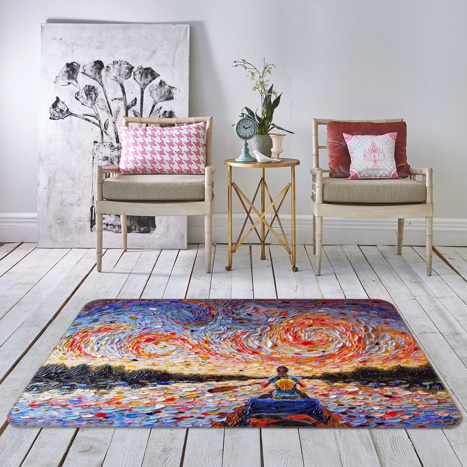 3D Shell Sunset 1001 Dena Tollefson Rug Non Slip Rug Mat Mat AJ Creativity Home 