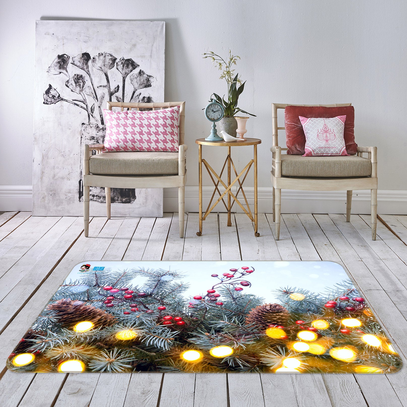 3D Branches 55064 Christmas Non Slip Rug Mat Xmas