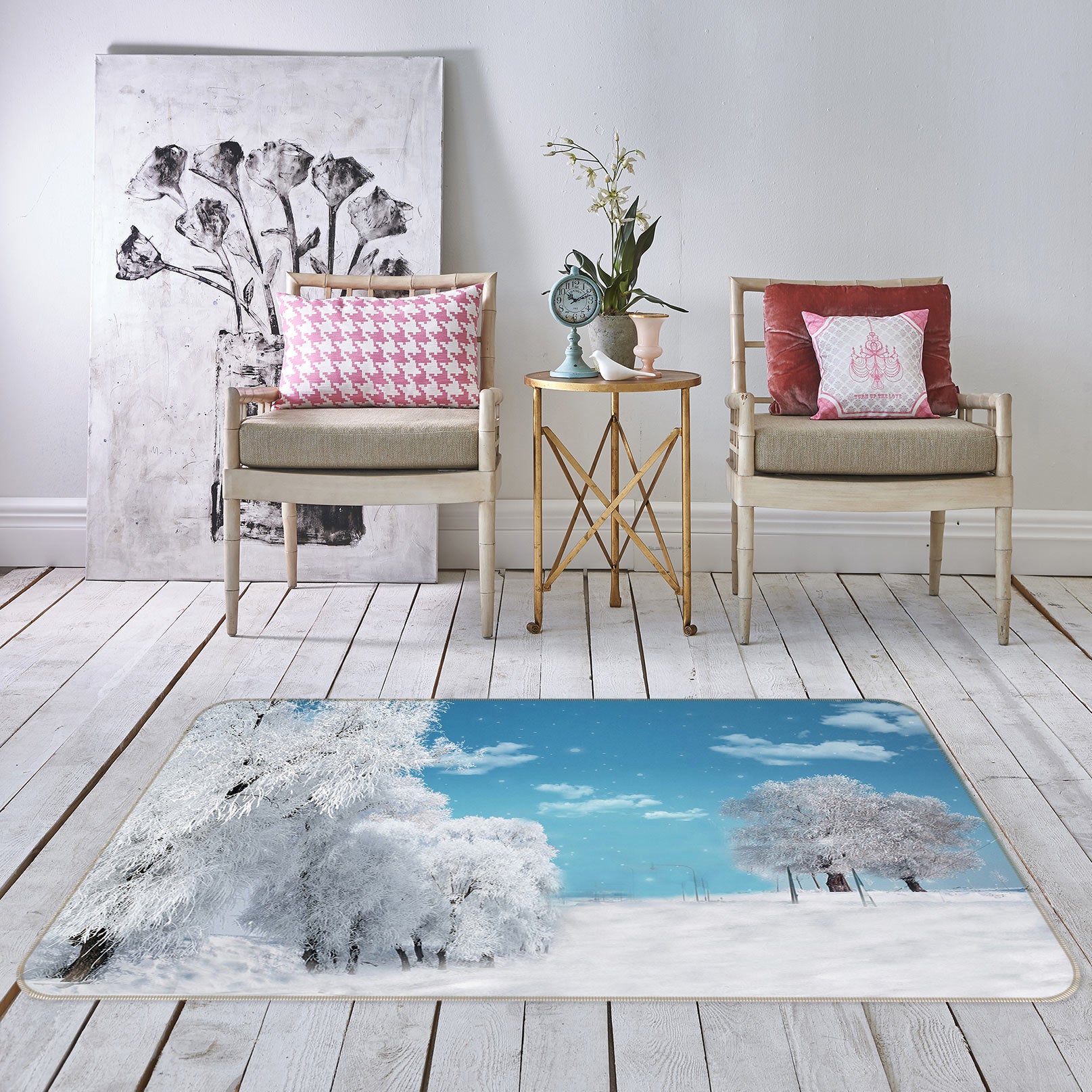 3D Snow Tree 75196 Non Slip Rug Mat