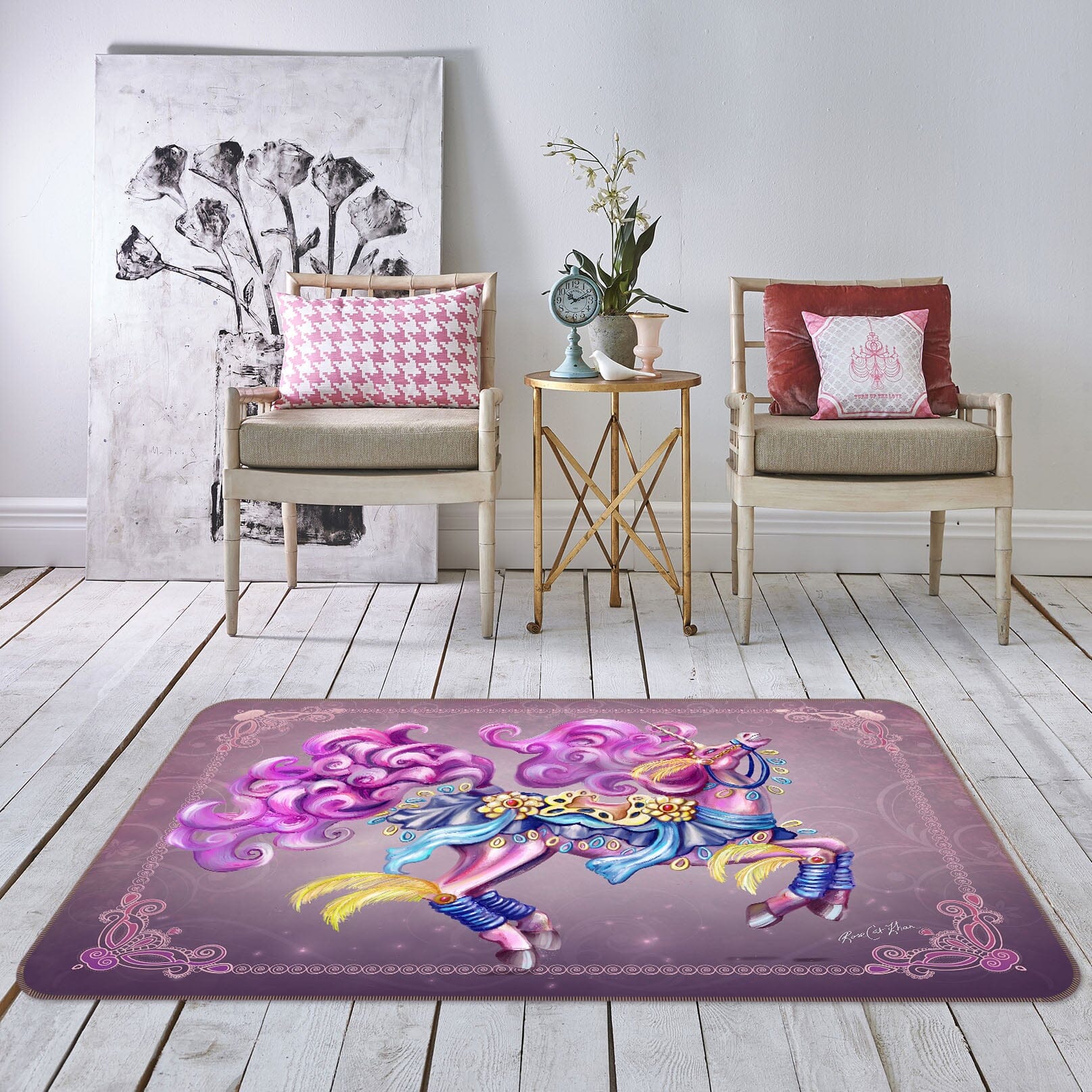 3D Purple Unicorn 3010 Rose Catherine Khan Rug Non Slip Rug Mat Mat AJ Creativity Home 