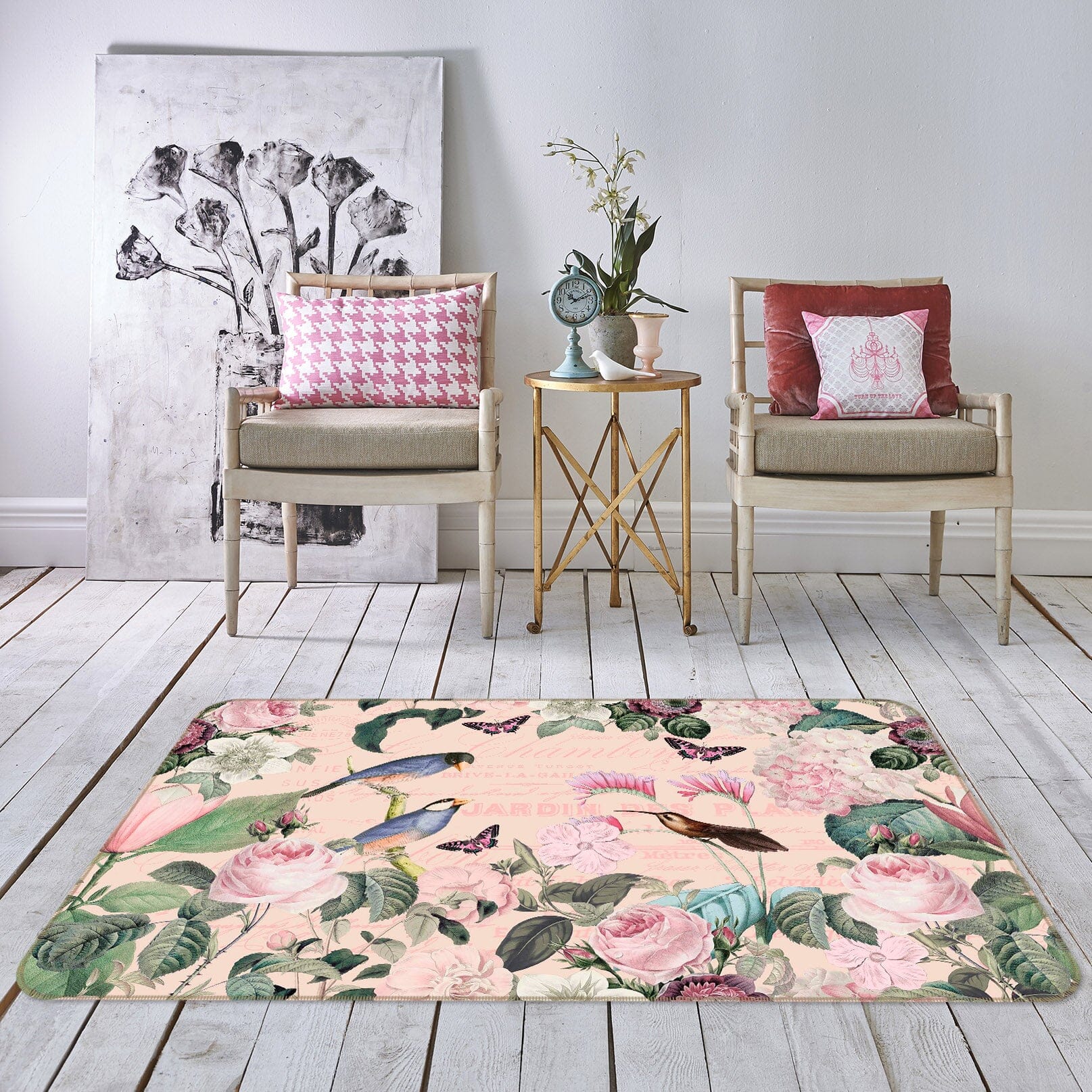 3D Bird Flowers 1015 Andrea haase Rug Non Slip Rug Mat Mat AJ Creativity Home 