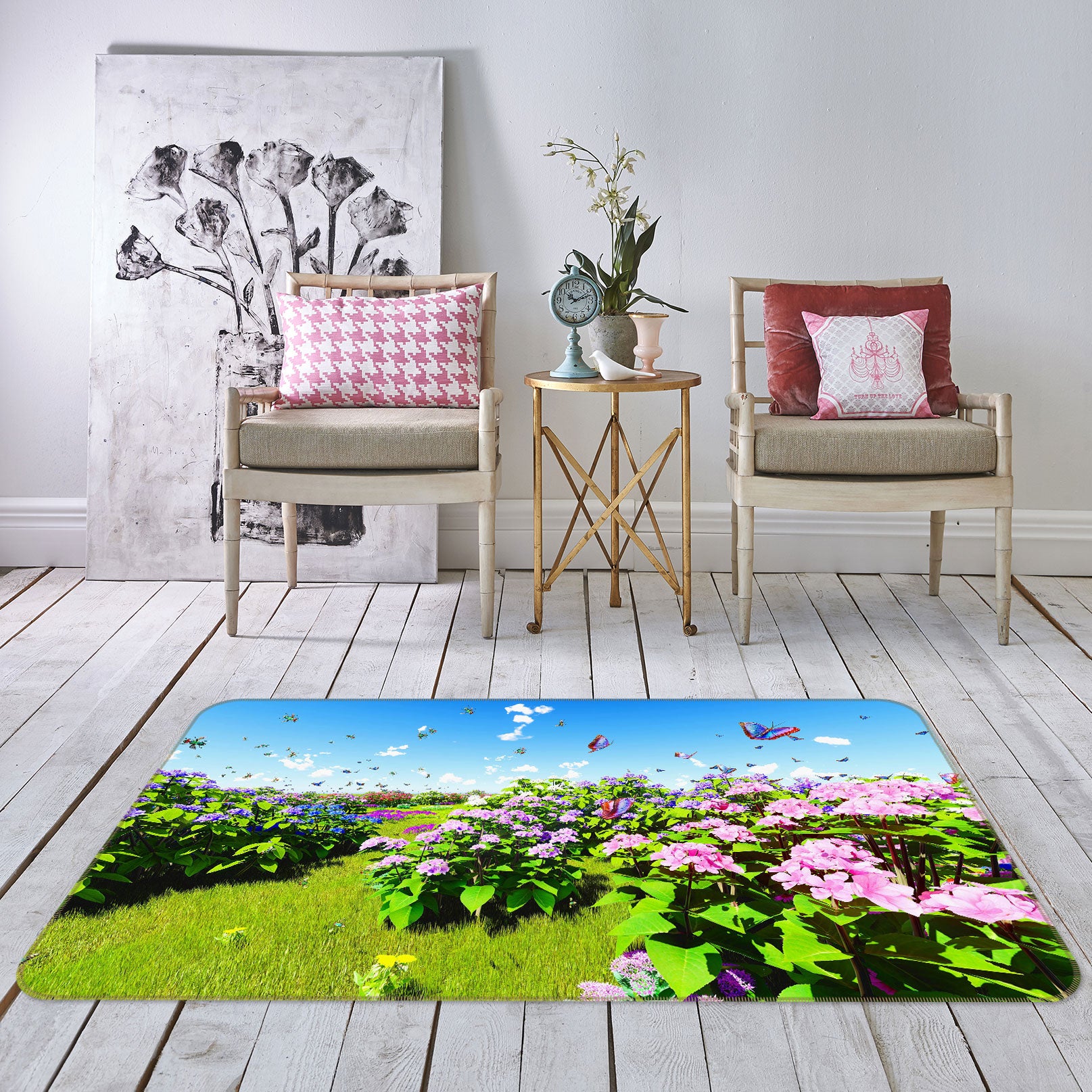 3D Meadow Flowers 76284 Non Slip Rug Mat
