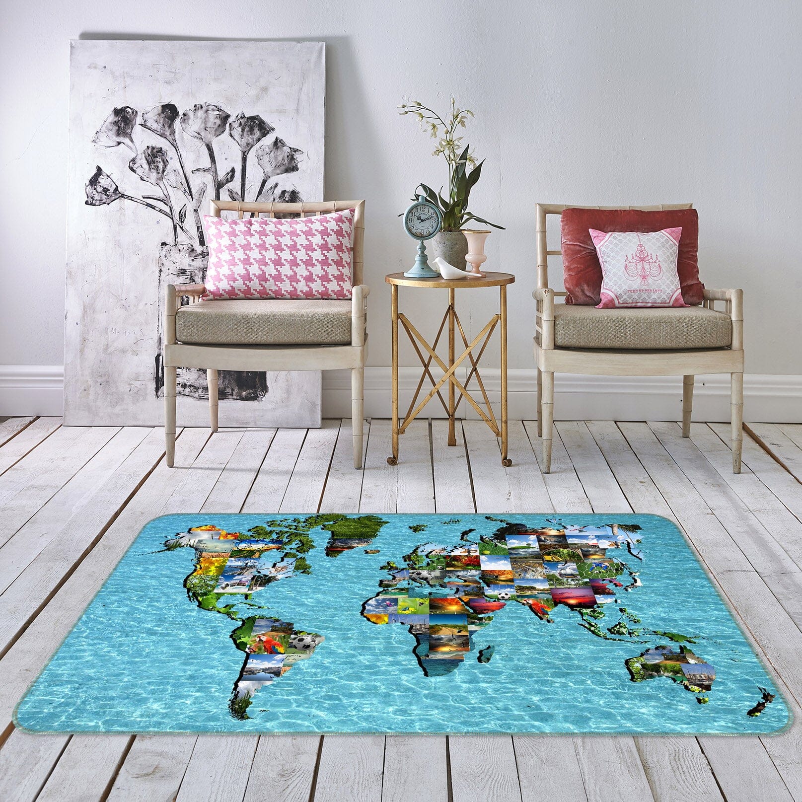 3D Abstract House 223 World Map Non Slip Rug Mat Mat AJ Creativity Home 