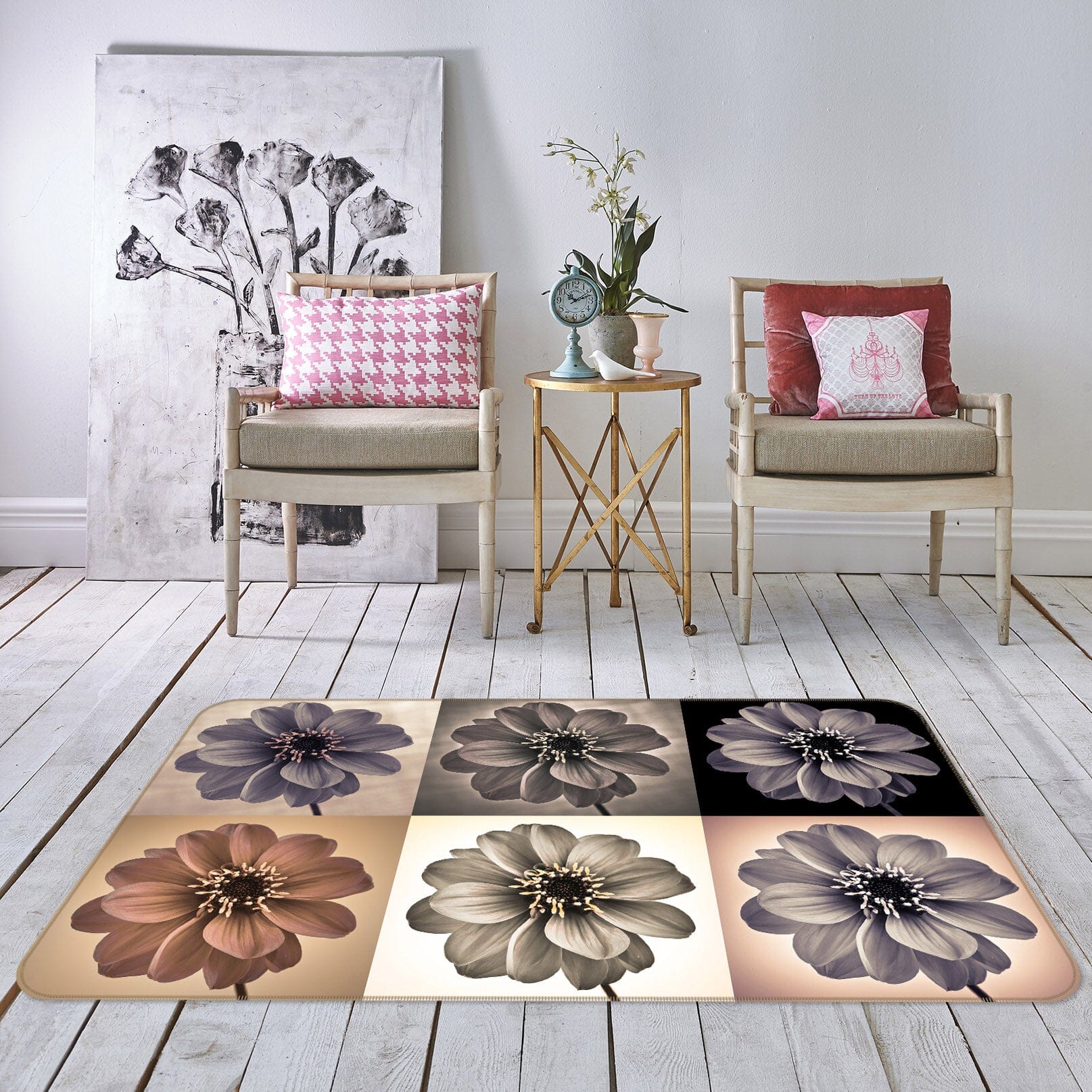 3D Flower Image 3010 Assaf Frank Rug Non Slip Rug Mat Mat AJ Creativity Home 