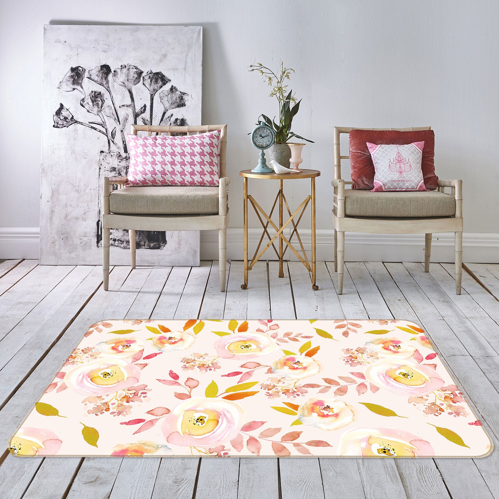 3D Graffiti Flowers 079 Uta Naumann Rug Non Slip Rug Mat