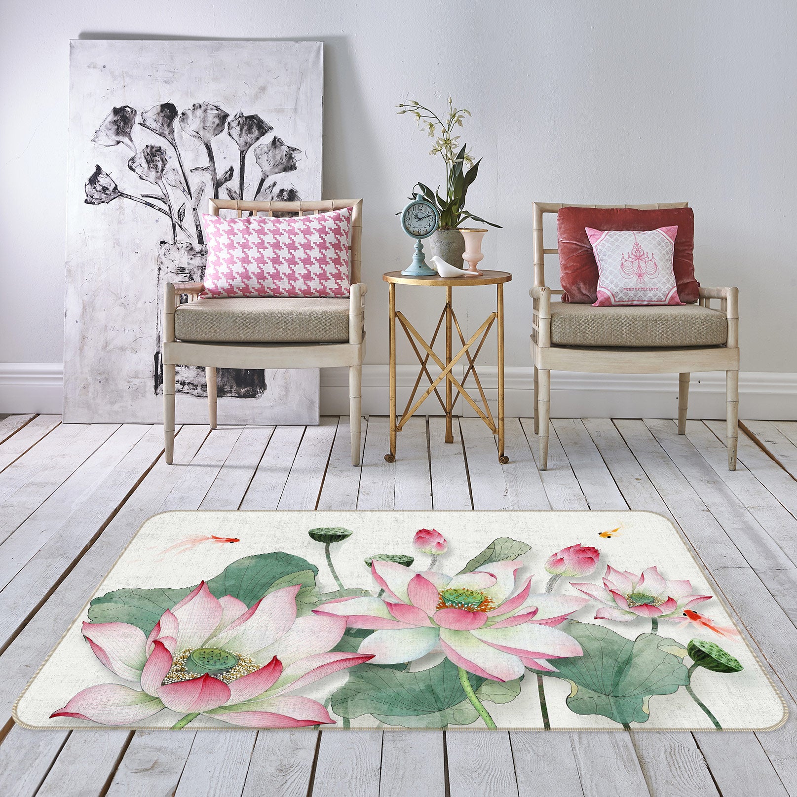 3D Lotus Pond 77029 Non Slip Rug Mat