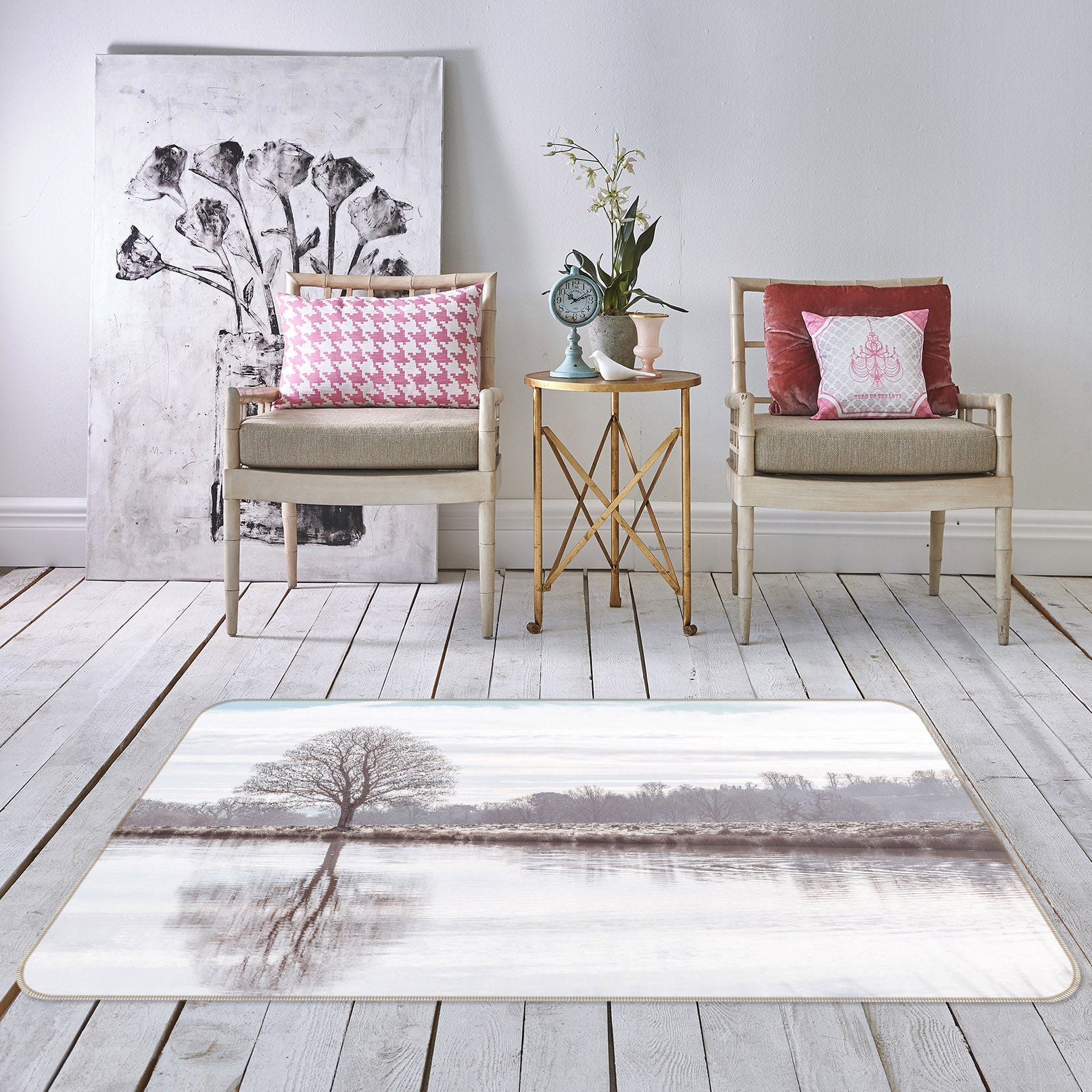 3D Tree Reflection 164 Assaf Frank Rug Non Slip Rug Mat