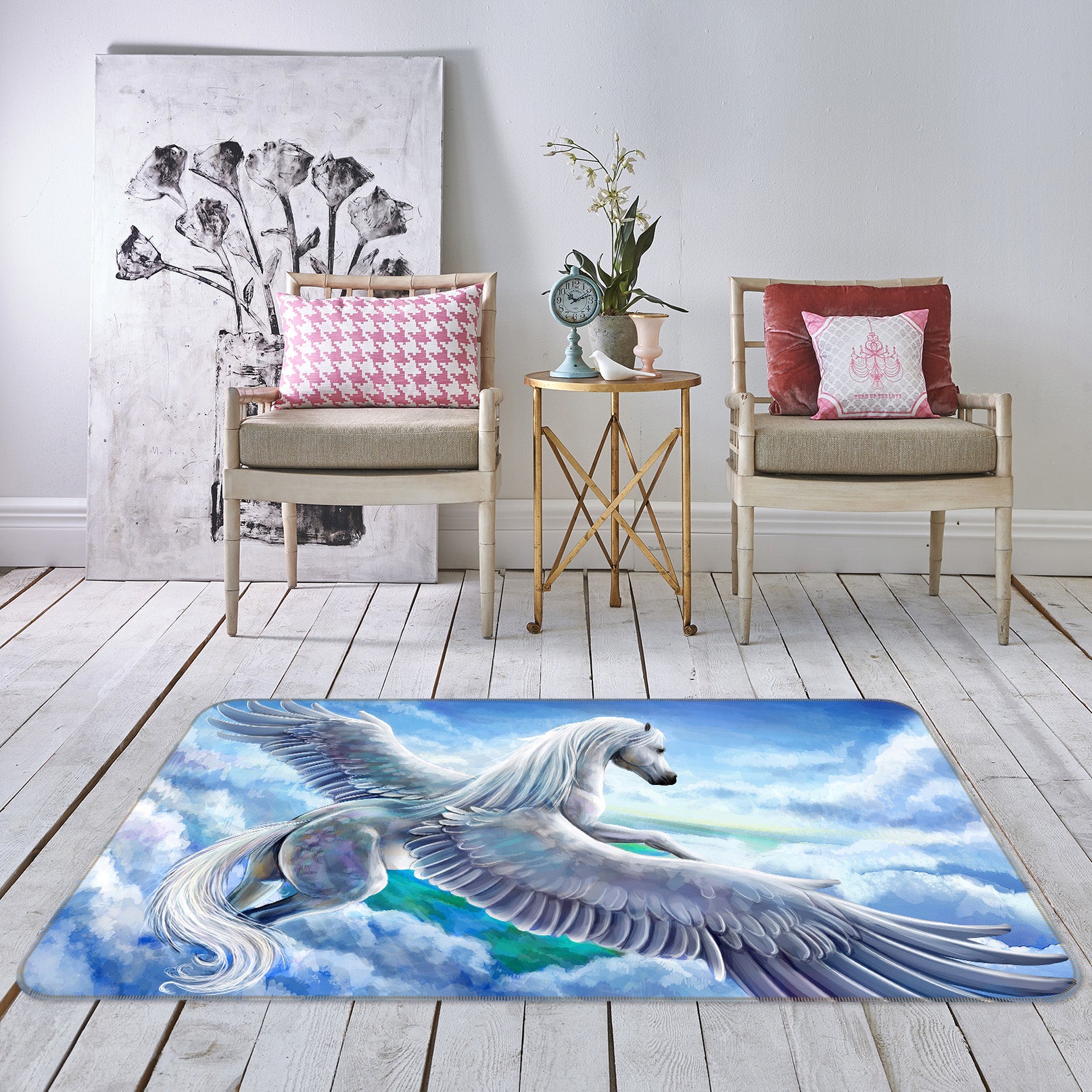 3D Pegasus Cloud 117 Animal Non Slip Rug Mat