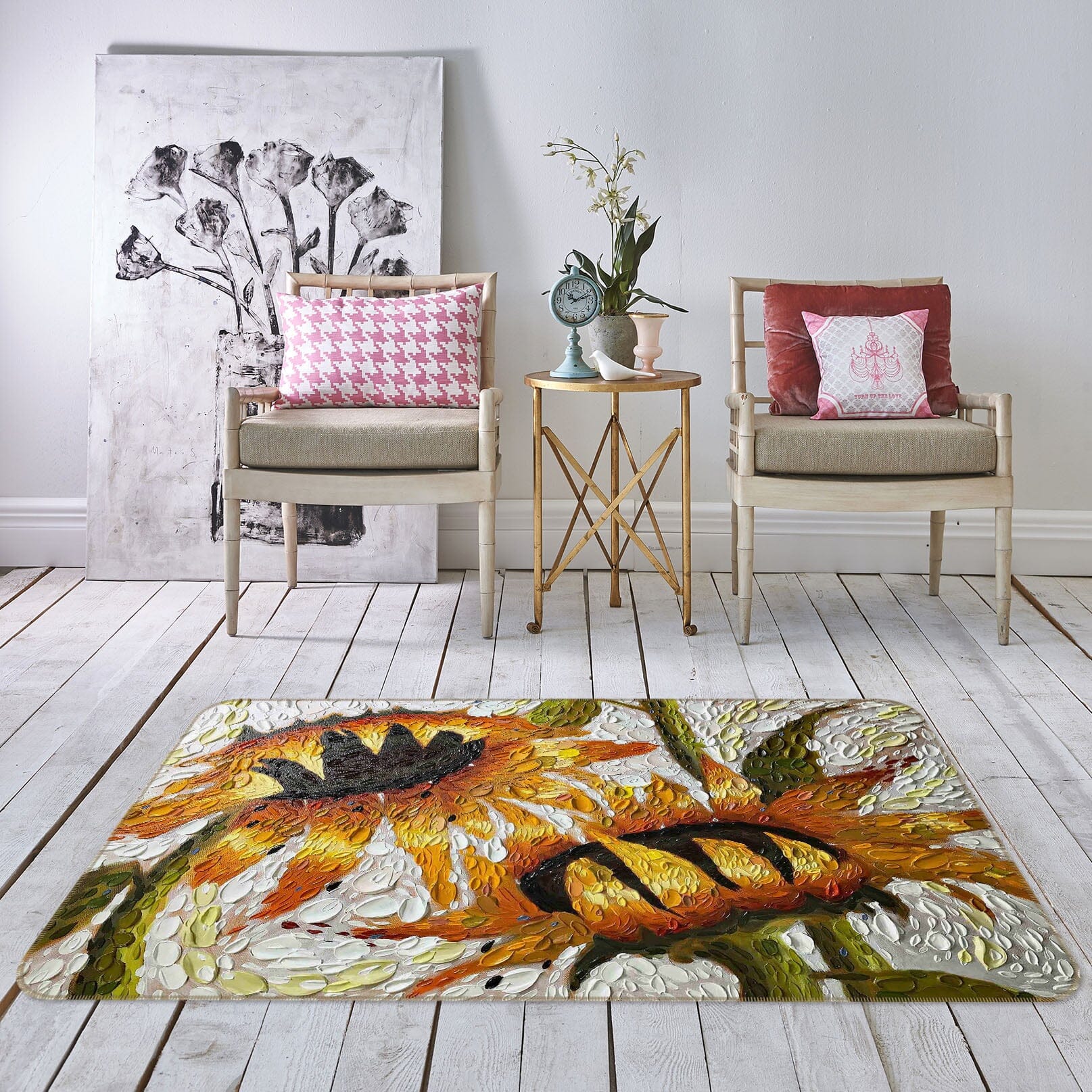 3D Sunflower 1018 Dena Tollefson Rug Non Slip Rug Mat Mat AJ Creativity Home 