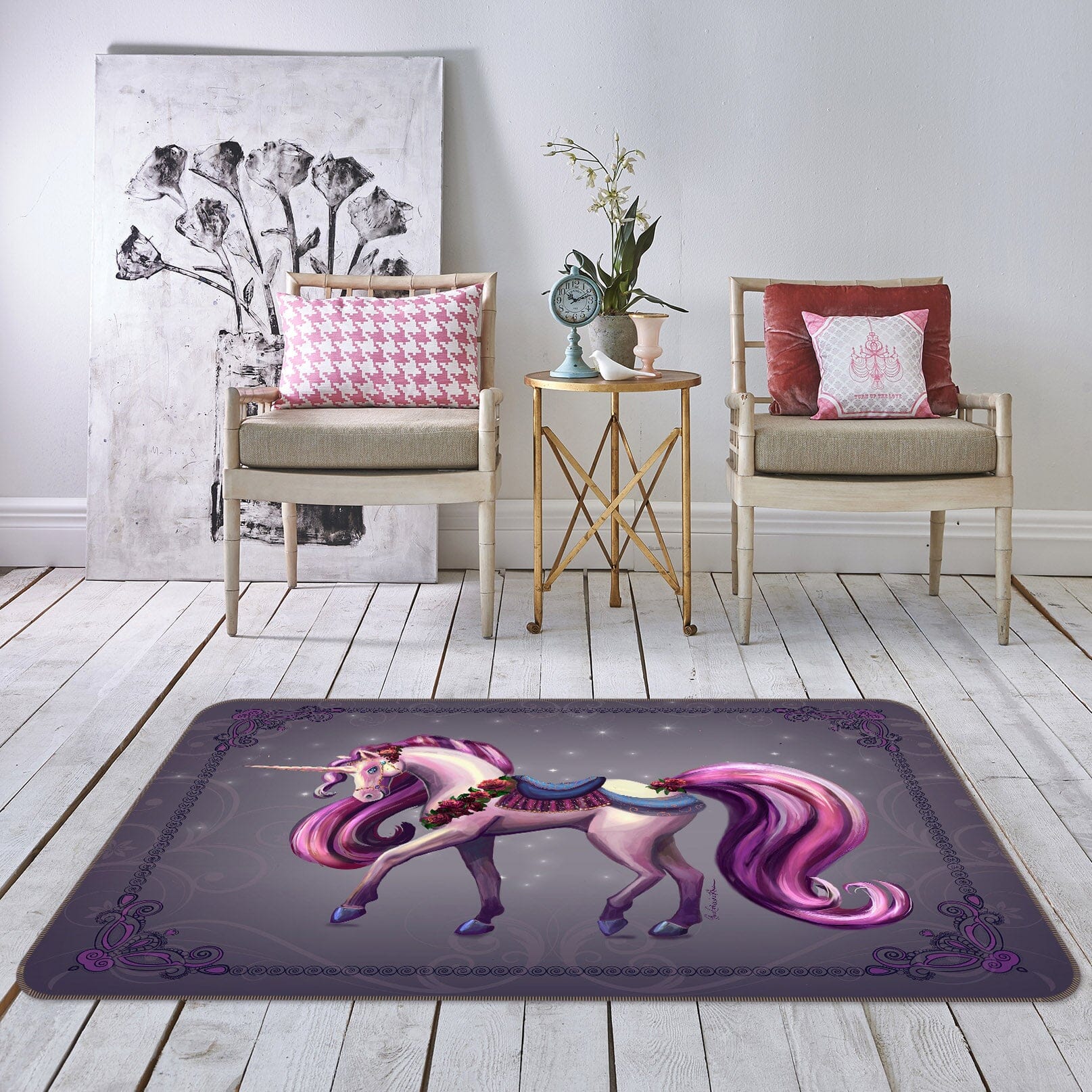 3D Princess Unicorn 3014 Rose Catherine Khan Rug Non Slip Rug Mat Mat AJ Creativity Home 