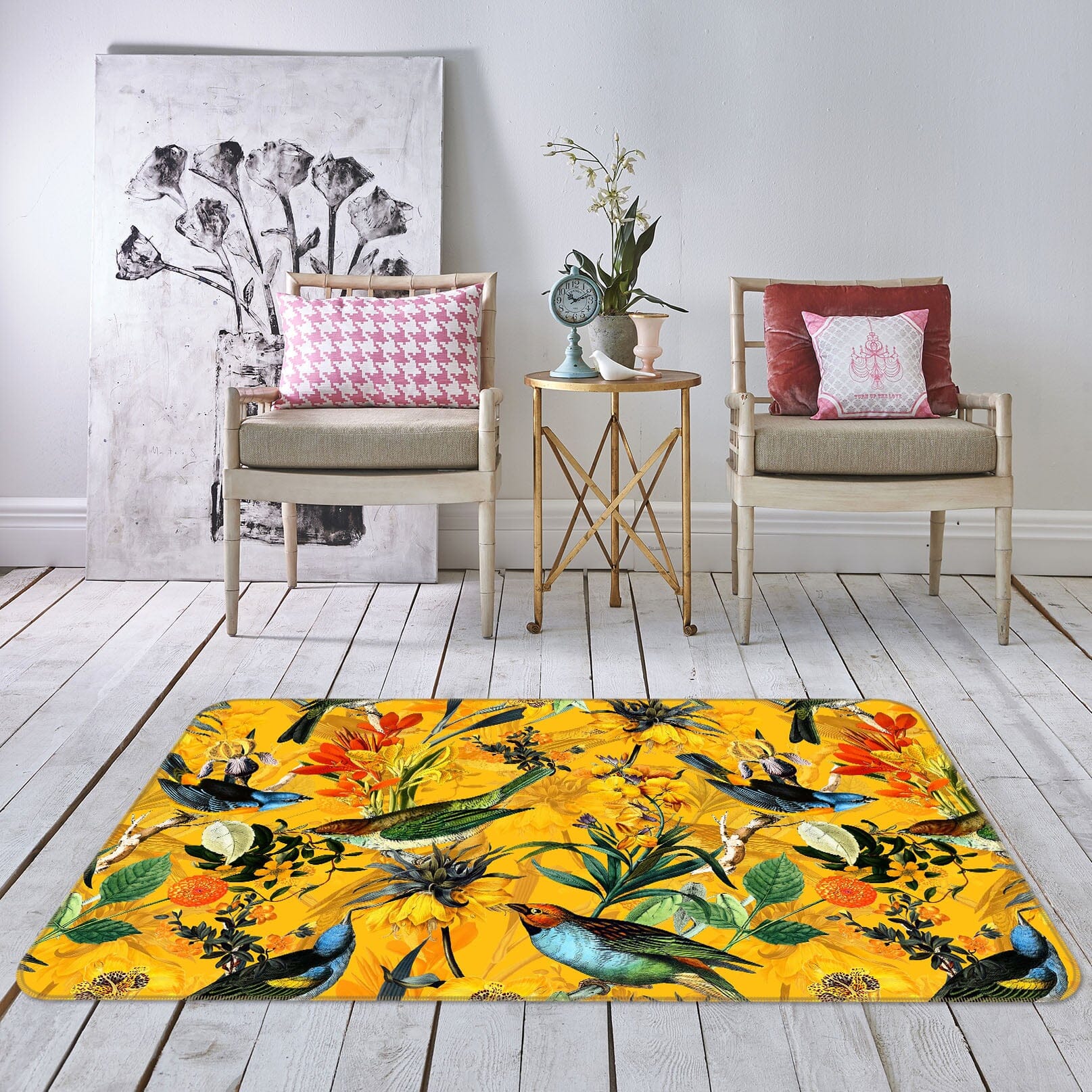 3D Yellow Flowers 113 Uta Naumann Rug Non Slip Rug Mat Mat AJ Creativity Home 