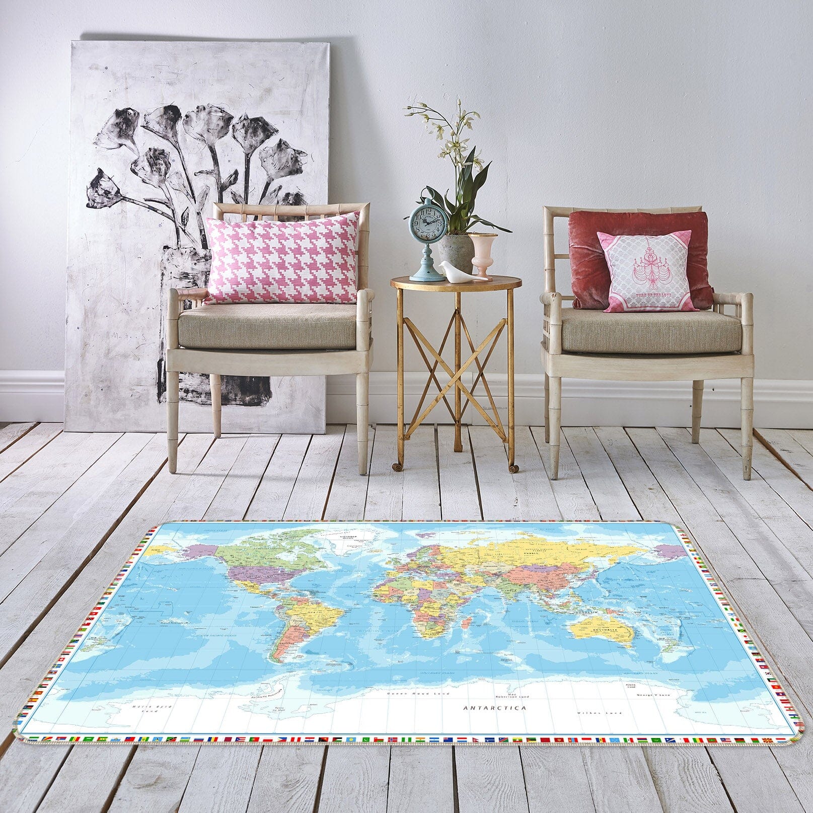 3D Terrestrial Ocean 315 World Map Non Slip Rug Mat Mat AJ Creativity Home 