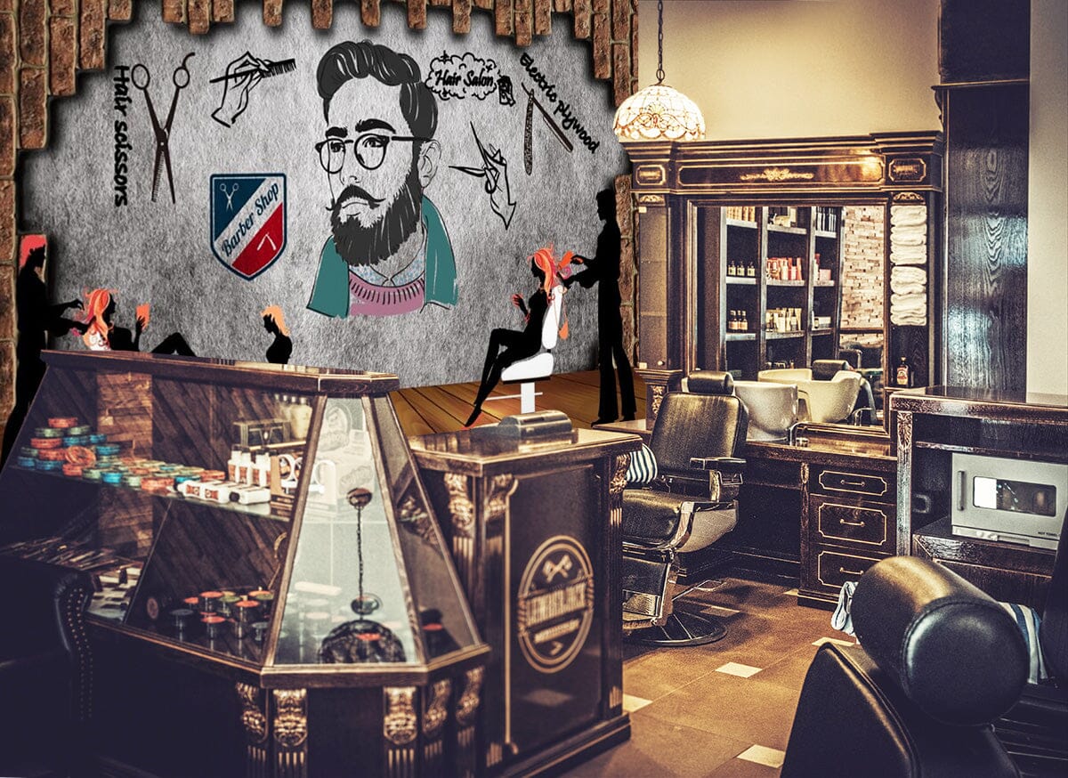 3D Haircut Uncle 1451 Barber Shop Wall Murals Wallpaper AJ Wallpaper 2 