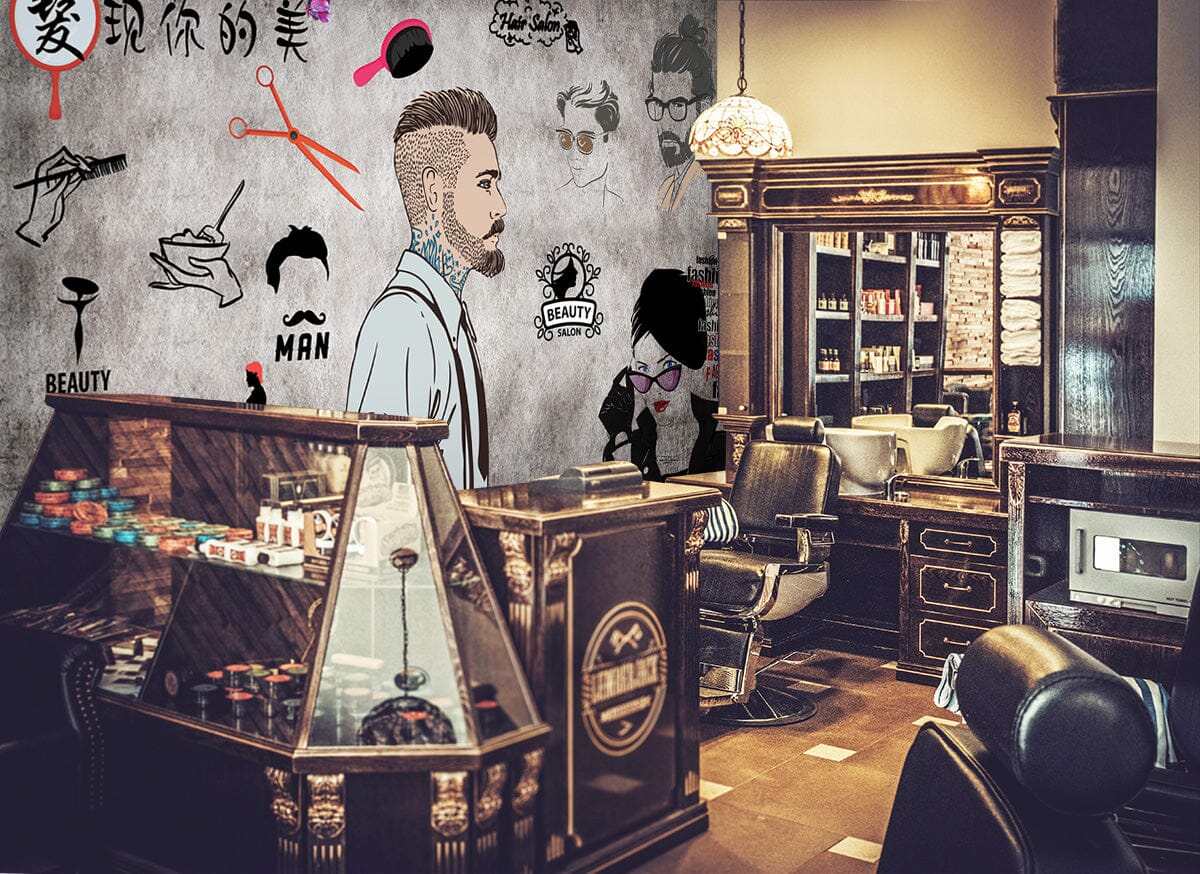 3D Fashion Style 1482 Barber Shop Wall Murals Wallpaper AJ Wallpaper 2 