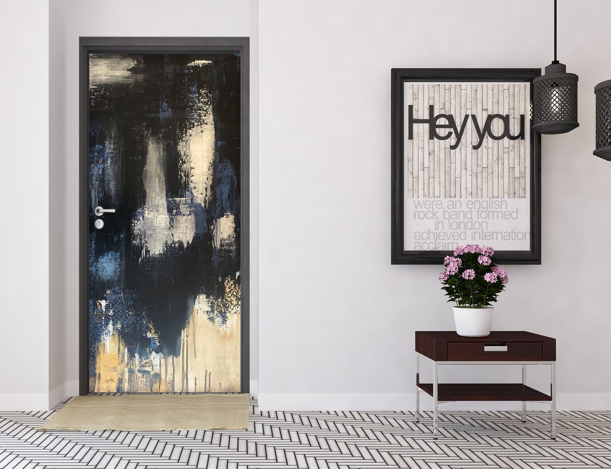 3D Dark Watercolor 848 Skromova Marina Door Mural
